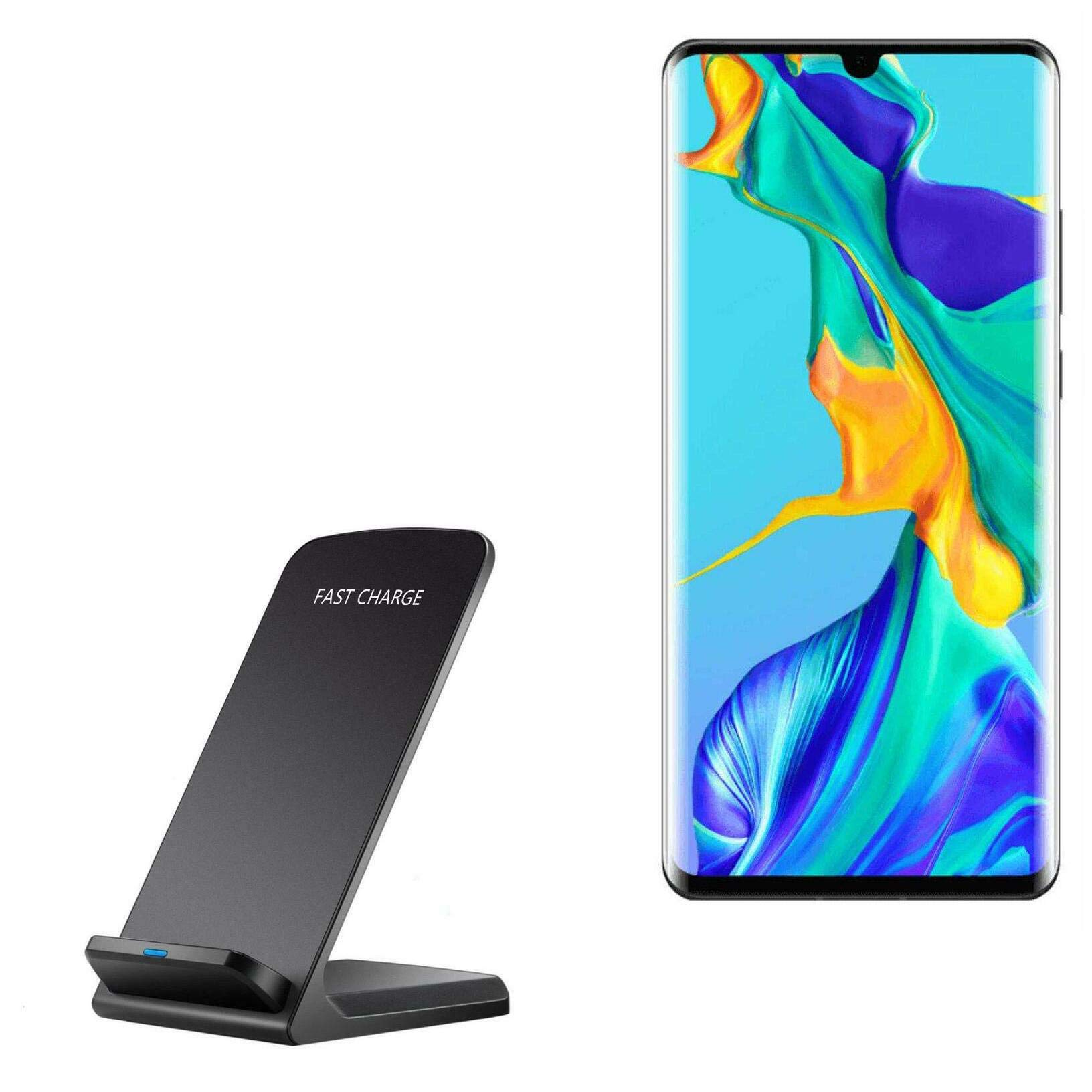 Wireless Charger Stand for Huawei P30 Pro - 10W Fast Qi Wireless Charging Pad with Quick Charge 3.0, No Cords Needed - Perfect for Home, Office, and Nightstand Charging (Jet Black)