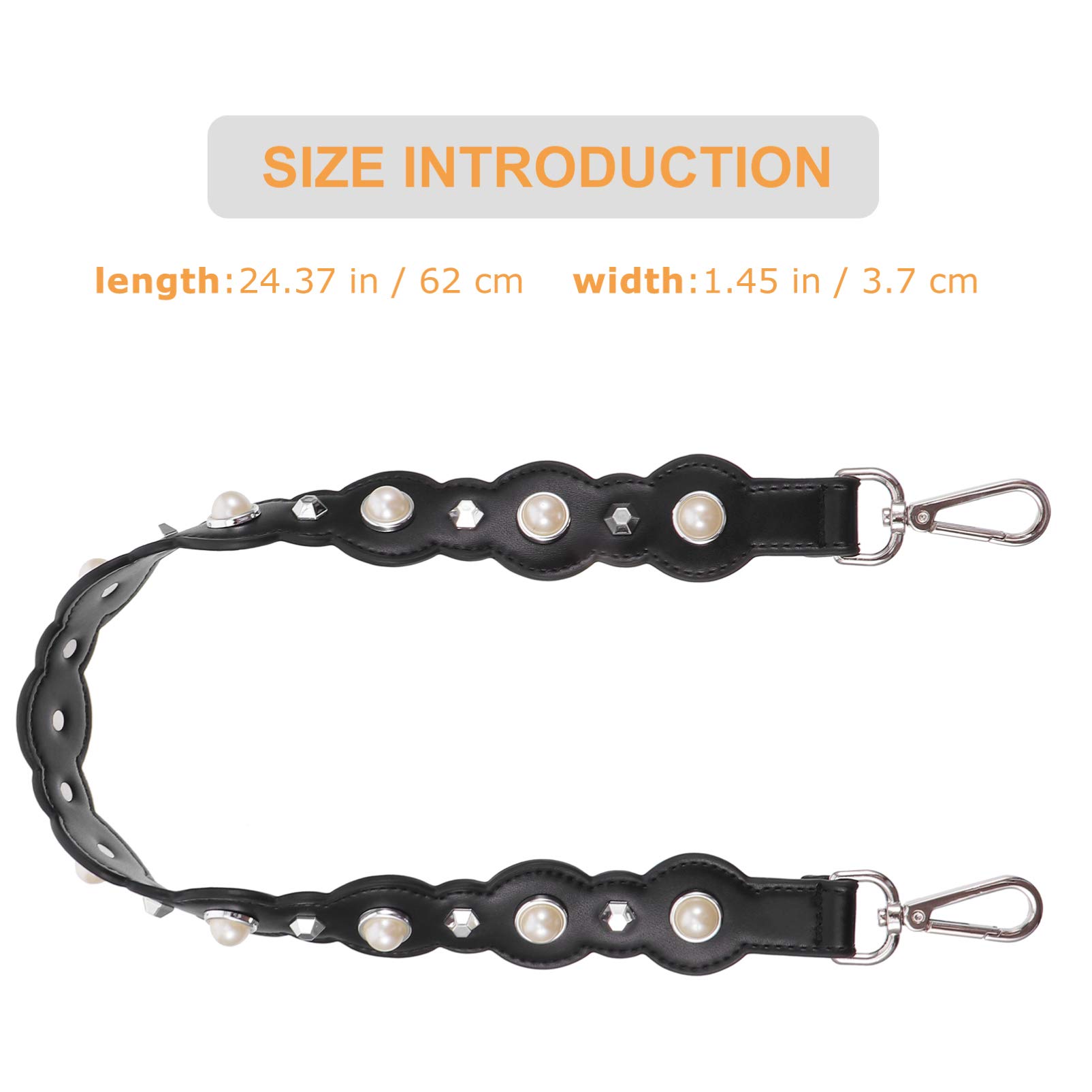 KESYOO Genuine Leather Pearl Handbag Strap - Adjustable Beaded Purse Strap for Women, Crossbody Bag Sling, Soft Leather Messenger Chain Handle (Perfect for Daily Use, Parties & Travel)