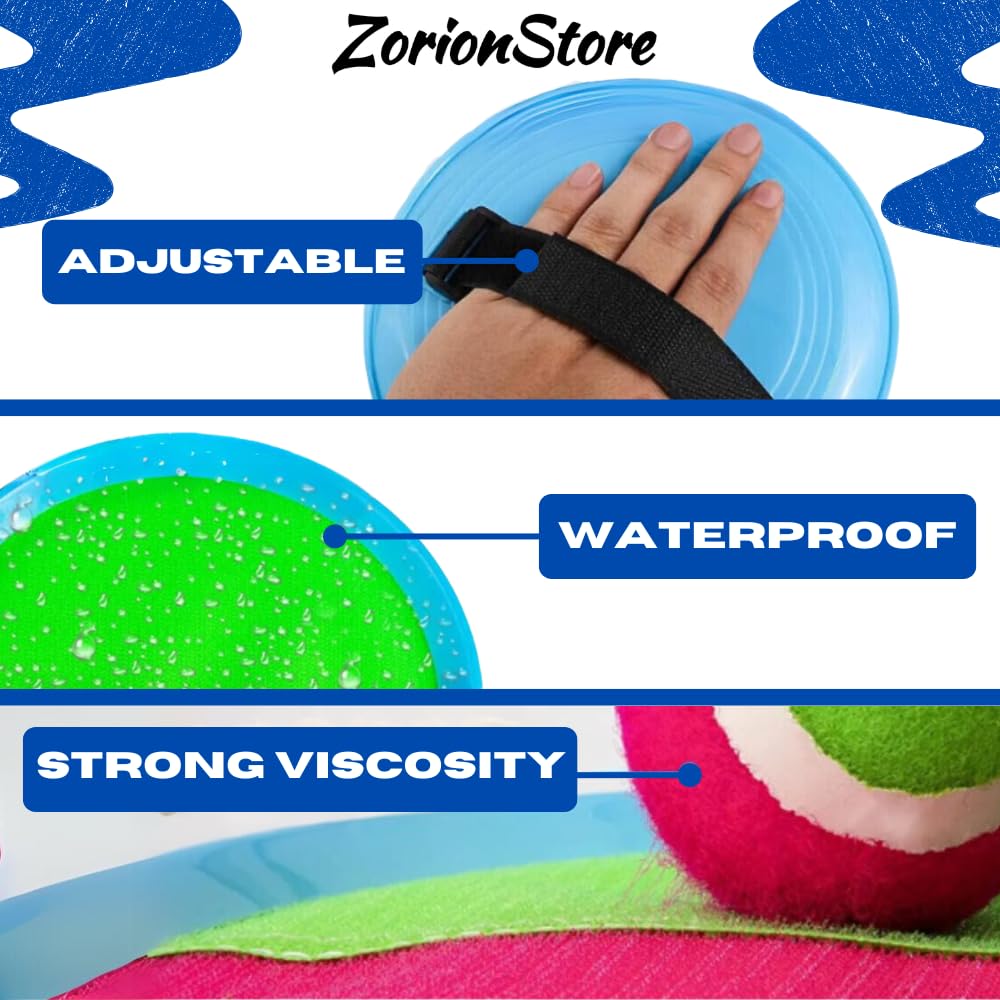 Toss and Catch Game Set - 4 Piece Velcro Paddle Ball Catcher Toy for Kids & Adults | Outdoor & Indoor Fun with Pink & Green Paddles | Perfect for Backyard, Beach, Park & Family Playtime