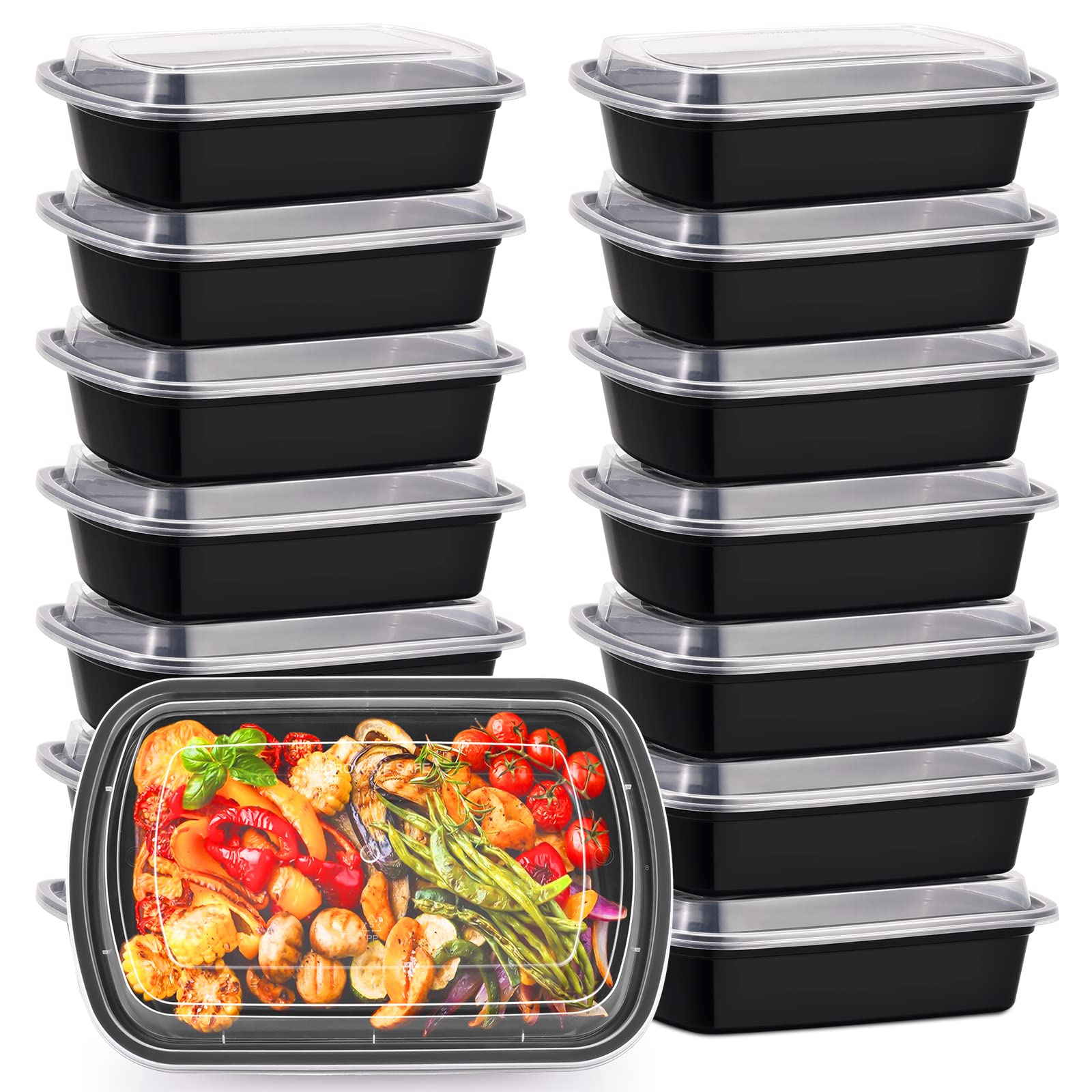 38oz Meal Prep Containers - Extra Large & Thick Reusable Plastic Food Storage Containers with Lids (30 Pack) | BPA Free, Microwave, Freezer & Dishwasher Safe | Stackable Bento Box for Meal Prepping, Leftovers & Office Lunch