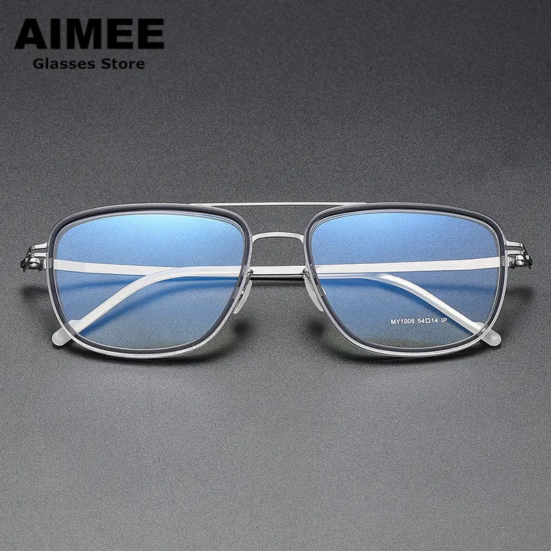 Aimee Unisex Full Rim Square Double Bridge Acetate Steel Eyeglasses 1315 - Stylish & Durable Frames for Men & Women - Perfect for Work, Reading & Fashion Accessories