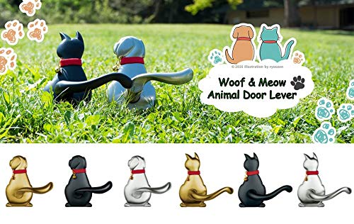 Nagasawa Silver Cat Door Lever - Pet Friendly Interior Door Handle for Cat Lovers - Perfect for Home, Bedroom, and Pet Room Decor