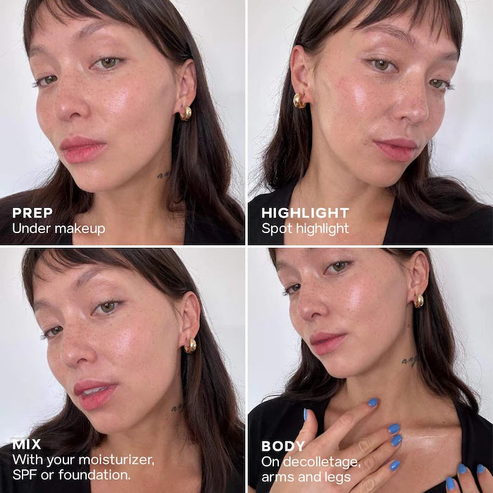 Saie Glowy Super Gel - Lightweight Dewy Multipurpose Highlighter for Face & Body | Natural Glow Makeup for Everyday Wear & Special Occasions