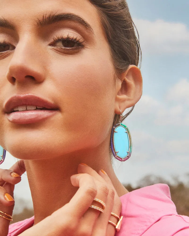 Threaded Elle Silver Drop Earrings in Blue Mix - Elegant Dangling Jewelry for Women, Perfect for Parties, Weddings & Special Occasions