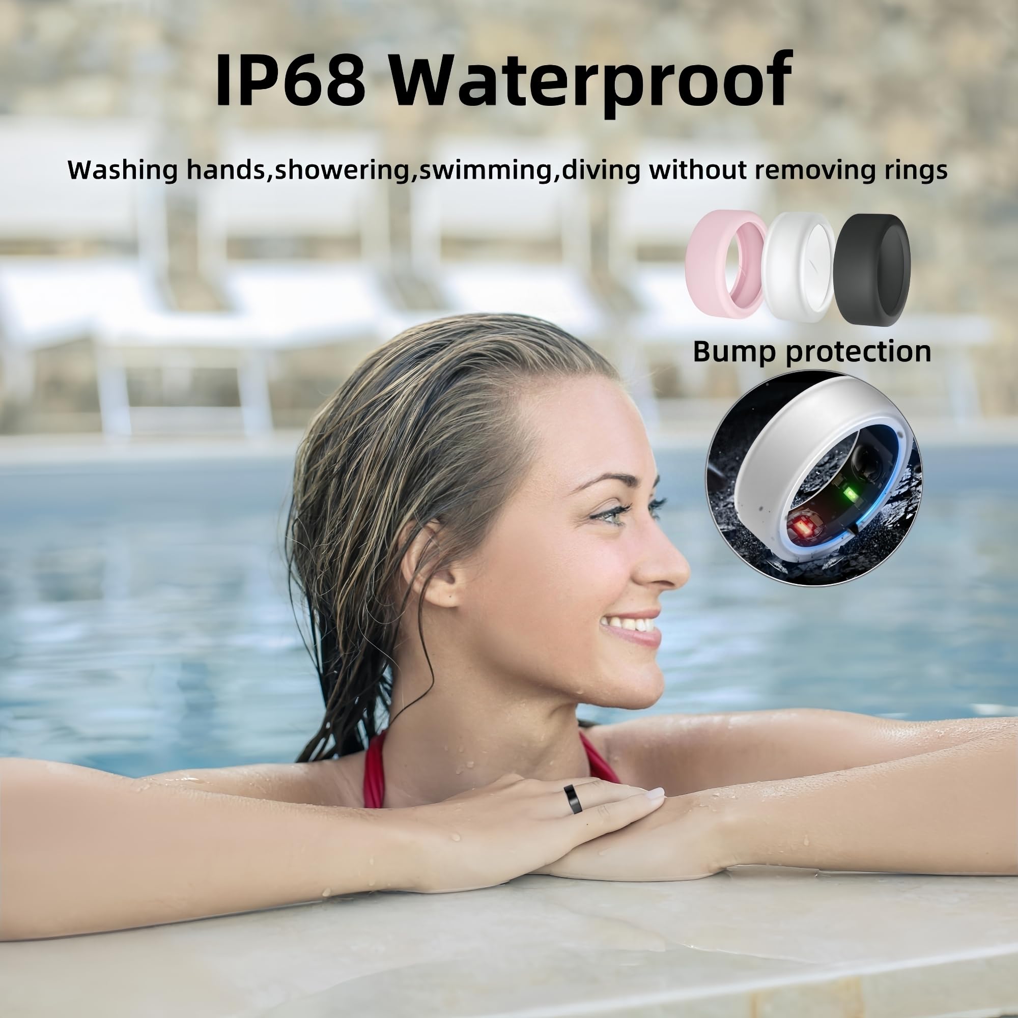 Smart Ring for Women & Men - Health & Fitness Tracker with Heart Rate Monitor, IP68 Waterproof Activity Ring, Sleep Tracking, Remote Camera Control, Family Care - Includes Charging Case & Protector (Rose Gold, Size 12) - Perfect for Workouts, Sleep Monitoring & Daily Health Tracking
