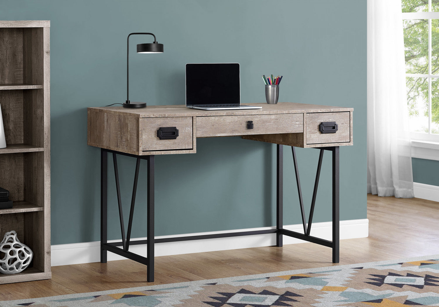 Zava Desk - Modern Taupe Writing Desk for Home Office | Study & Work from Home Essential | Compact & Stylish Workspace Solution