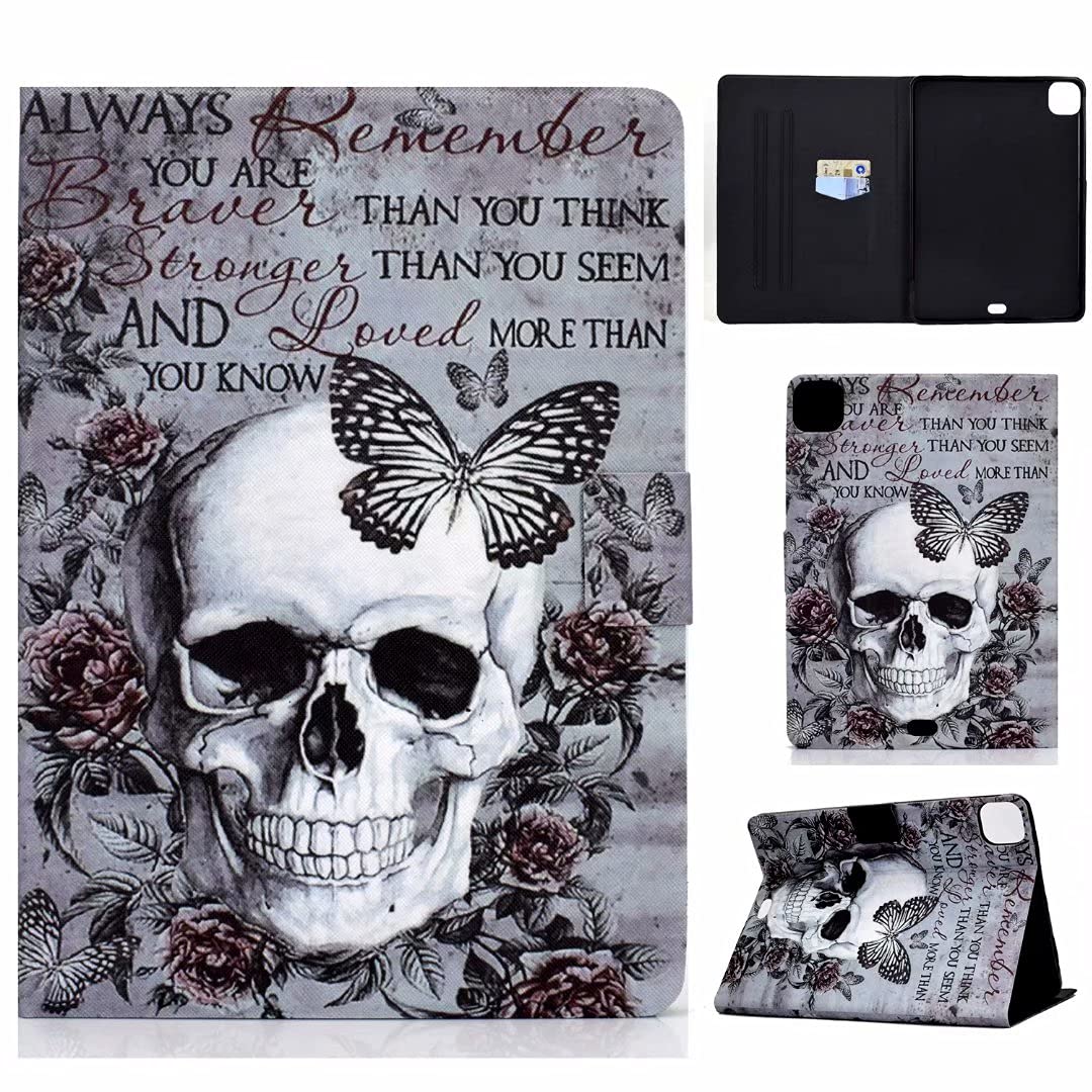 FlipBird Folio Stand Case with Card Slot - Protective Cover for iPad Pro 11 inch (2021/2020/2018 Models) | Skull Design | Perfect for Work, Travel & Entertainment