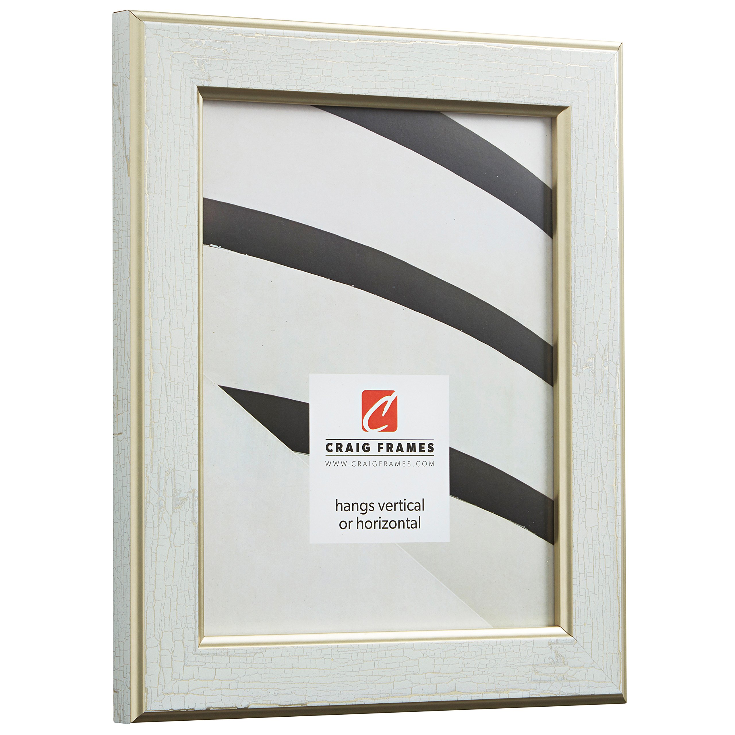 Craig Frames 24x36 Inch Crackle Picture Frame - Cracked White & Gold for Wall Decor