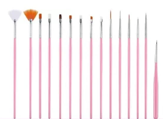 Alkaf 15-Piece Nail Art Brush Set for Professional Nail Painting, Designing & Polish Application - Perfect for Home Manicures, Nail Decoration & DIY Nail Treatments | Great for Salon Professionals & At-Home Nail Artists