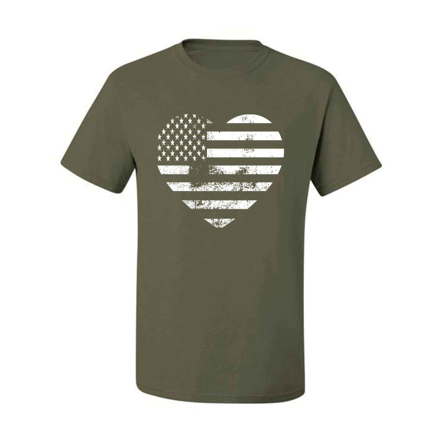 Wild Bobby USA Flag Heart Patriotic Men's Graphic T-Shirt - American Pride Casual Wear for 4th of July & Veterans Day