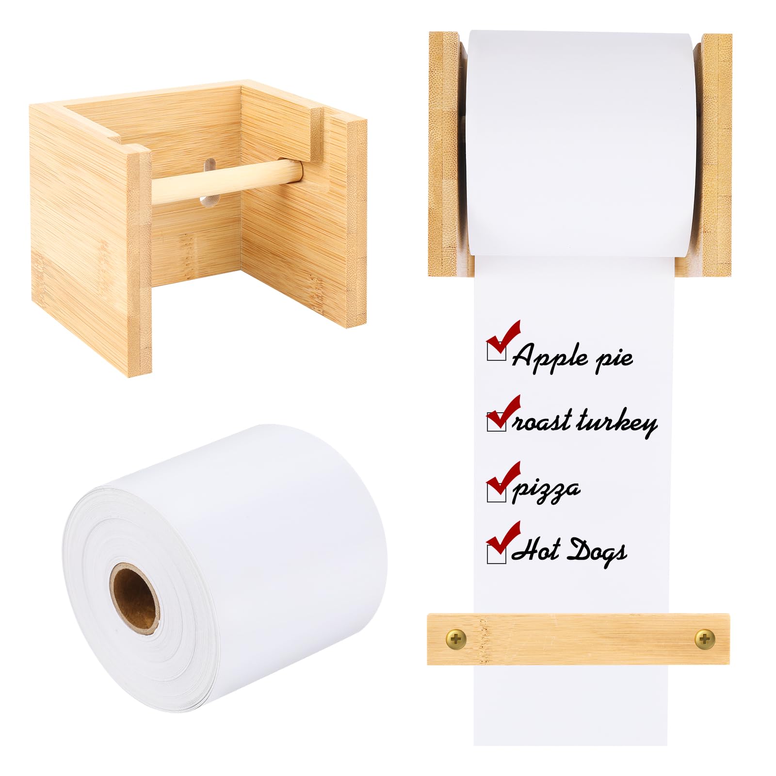 3 Inch Kraft Paper Roll Dispenser - Wall Mounted Note Paper Holder for Grocery Lists, Sticky Notes & To-Do Lists | Perfect for Kitchen, Office & Home Organization (Wall Art & Memo Board)