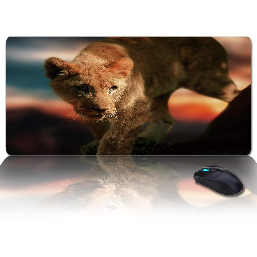 Non-Slip Rubber Base Gaming Mouse Pad with Lion Design - Large Size Office Desk Mat for Computer & Laptop - Perfect for Work, Gaming, and Home Office Use