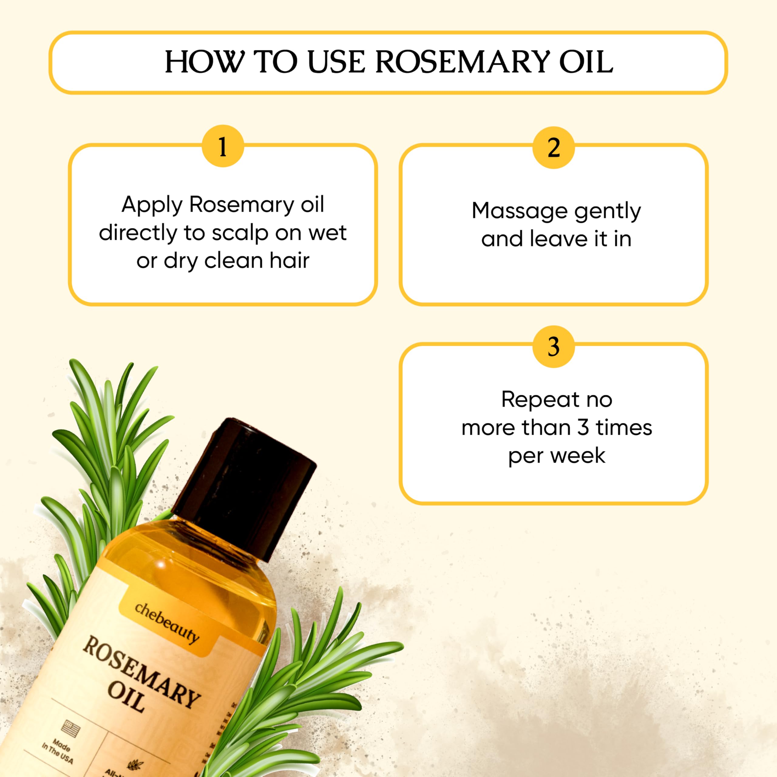 Organic Rosemary Essential Oil for Hair Growth & Scalp Care - 100% Pure Rosemary Elixir for Stronger, Thicker Hair - Natural Hair Treatment for Men & Women - Perfect for Daily Hair Care Routine & Scalp Massage (4 Fl Oz)