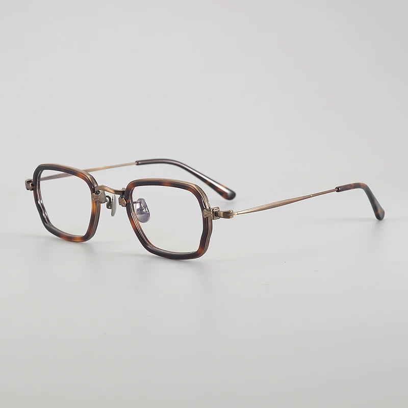 Aror Unisex Full Rim Polygon Square Acetate Titanium Eyeglasses Frame - Lightweight Durable Glasses for Men & Women - Perfect for Reading, Working & Fashion Accessories (Model 195198)
