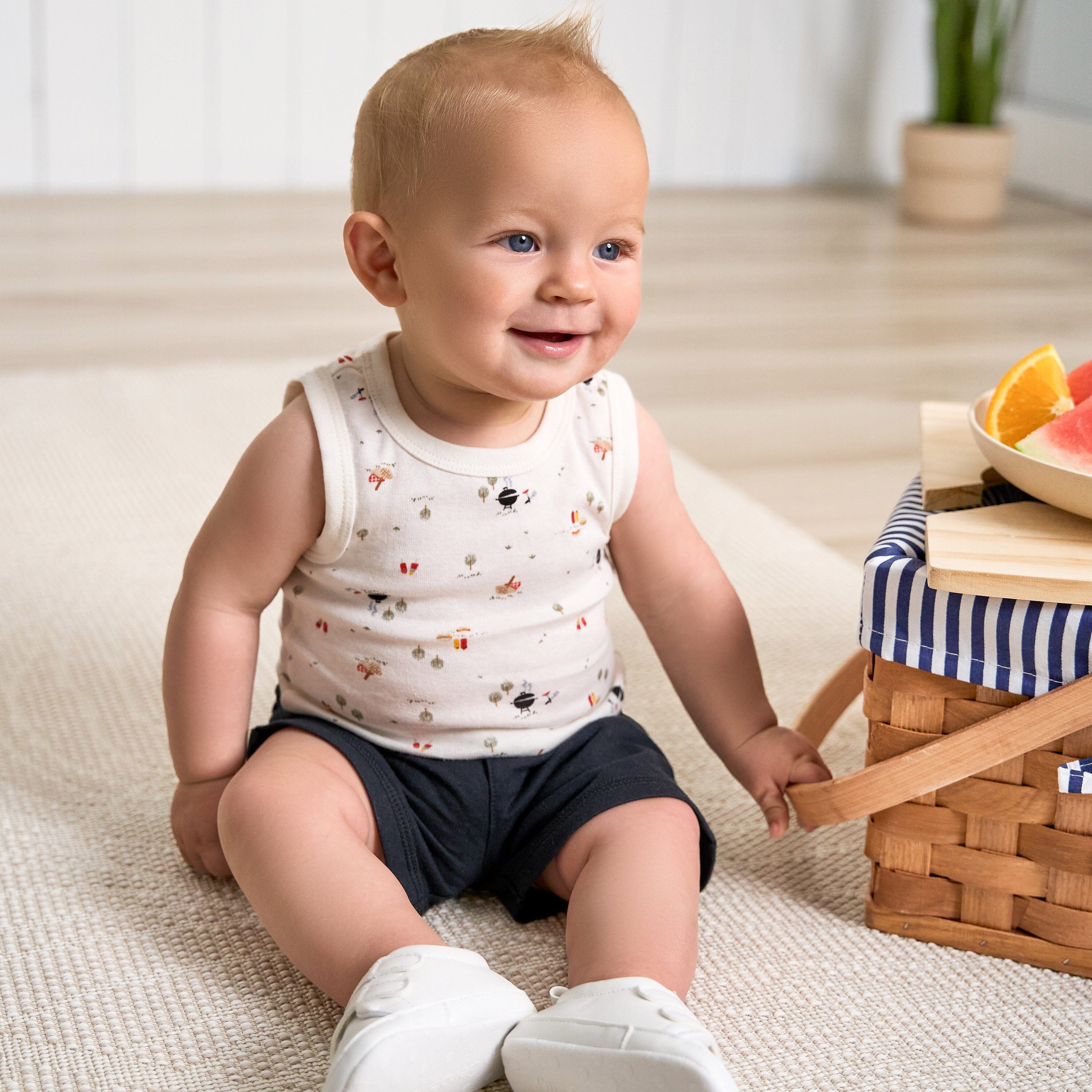 4 Pack Baby Boys Sleeveless Bodysuits - Soft Cotton Rompers for Summer, Backyard BBQ & Outdoor Play - Cute and Comfortable Infant Outfits