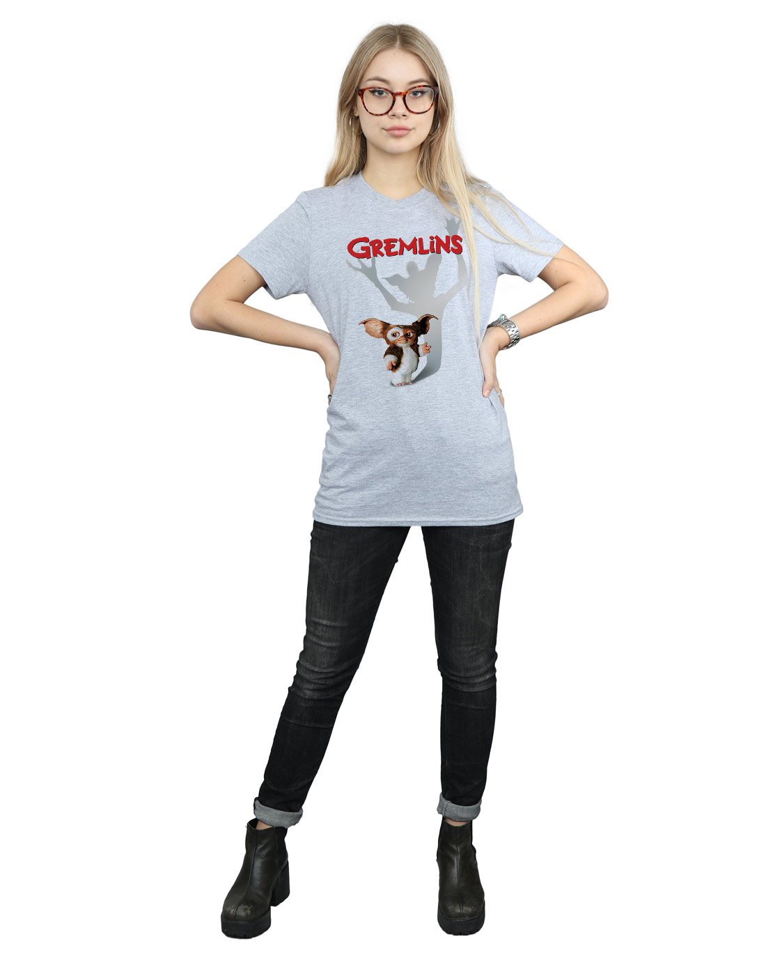 Women's Gizmo Shadow Boyfriend Fit T-Shirt - XX-Large Sport Grey | Comfortable Oversized Casual Tee for Everyday Wear, Lounge & Street Style
