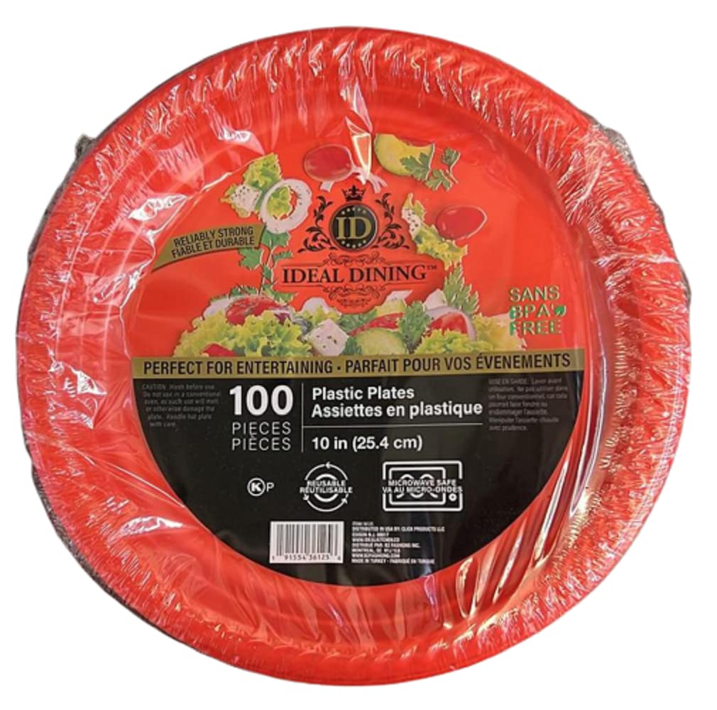 Nicole Fantani 10-Inch Disposable Red Plastic Plates - Microwave Safe, Bulk Pack of 1000 for Restaurants, Hotels, Delis & Elegant Parties - Perfect for Catering, Weddings, BBQs and Family Gatherings