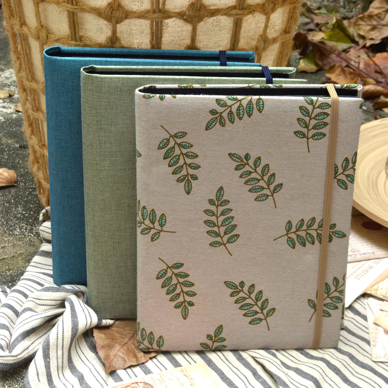 IIOOAPPLE 4x6 Photo Album - Holds 200 Photos, Linen Cover Vintage Scrapbook for Wedding, Family, Baby & Vacation Memories | Portable Picture Organizer | Perfect for Home Decor, Gift Giving & Photo Preservation (Blue)