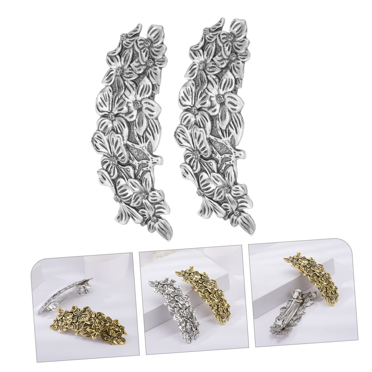FRCOLOR 3 Sets Luxury Floral Hair Clips for Women & Girls - Elegant Metal Hair Barrettes for Wedding, Party, Prom & Special Occasions - Perfect Bridal Hair Accessories (6 PCS)