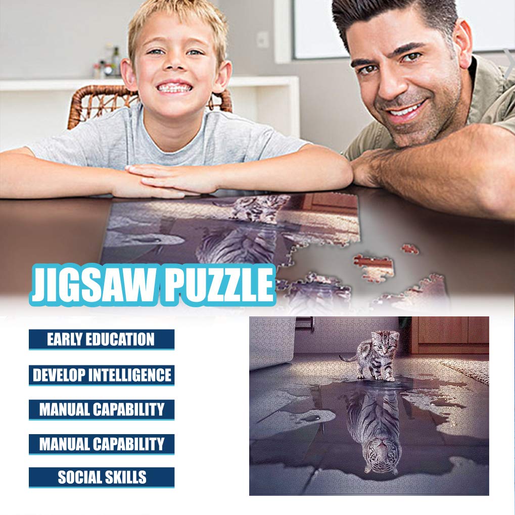 1000 Piece Jigsaw Puzzle for Adults & Teens - Tiger Cat Animal Puzzle - Challenging & Relaxing Brain Game for Family Bonding, Stress Relief & Home Decor