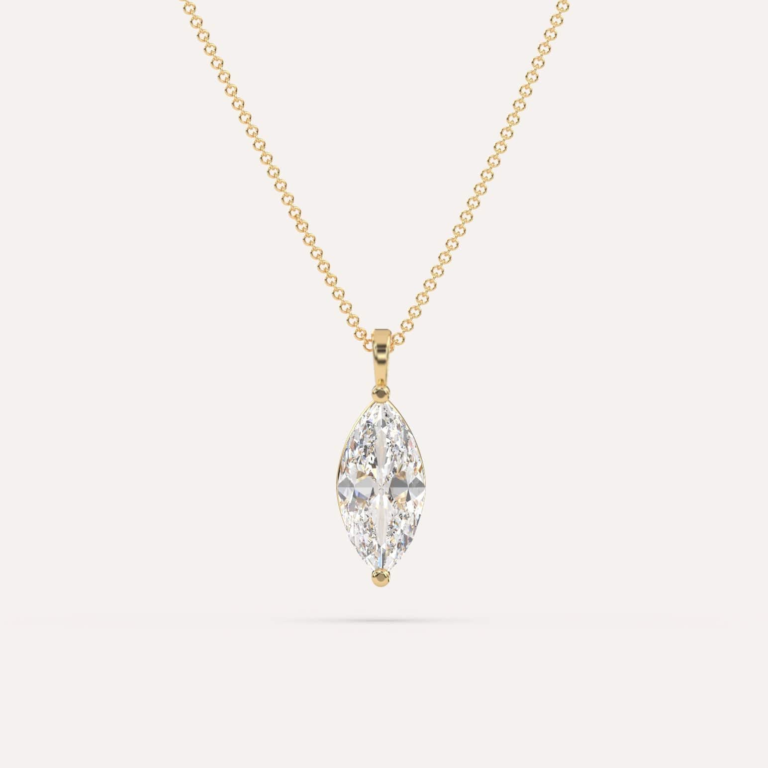 2 Carat Marquise Cut Diamond Pendant Necklace in 14K Gold - Elegant Dainty Jewelry Gift for Women, Perfect for Anniversary, Valentine's Day & Special Occasions