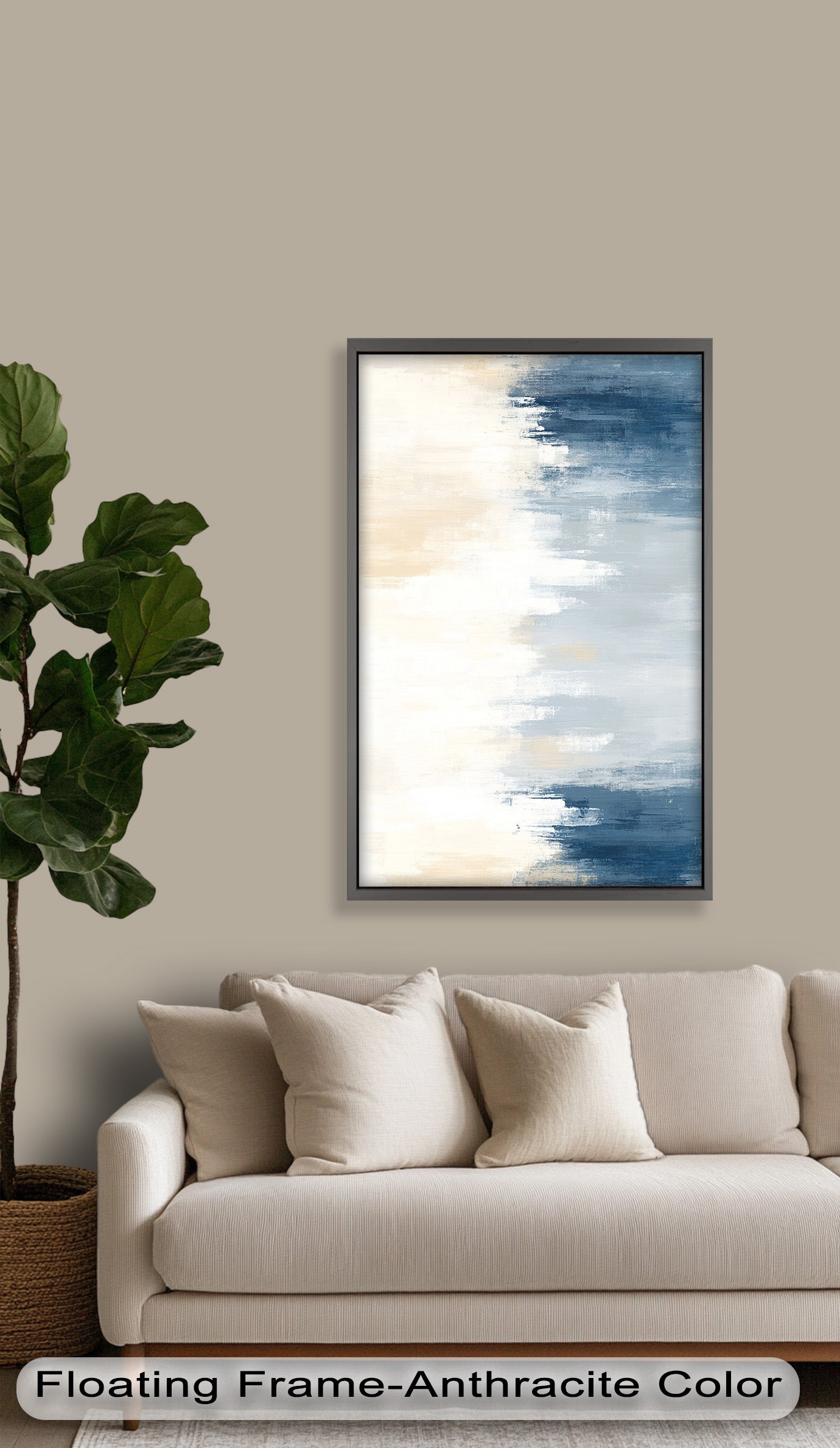 Coastal Drift - Tranquil Blue and Sand Abstract Oil Painting on Canvas | Handmade Wall Art for Living Room, Bedroom & Office Decor | Beach Themed Home Accent