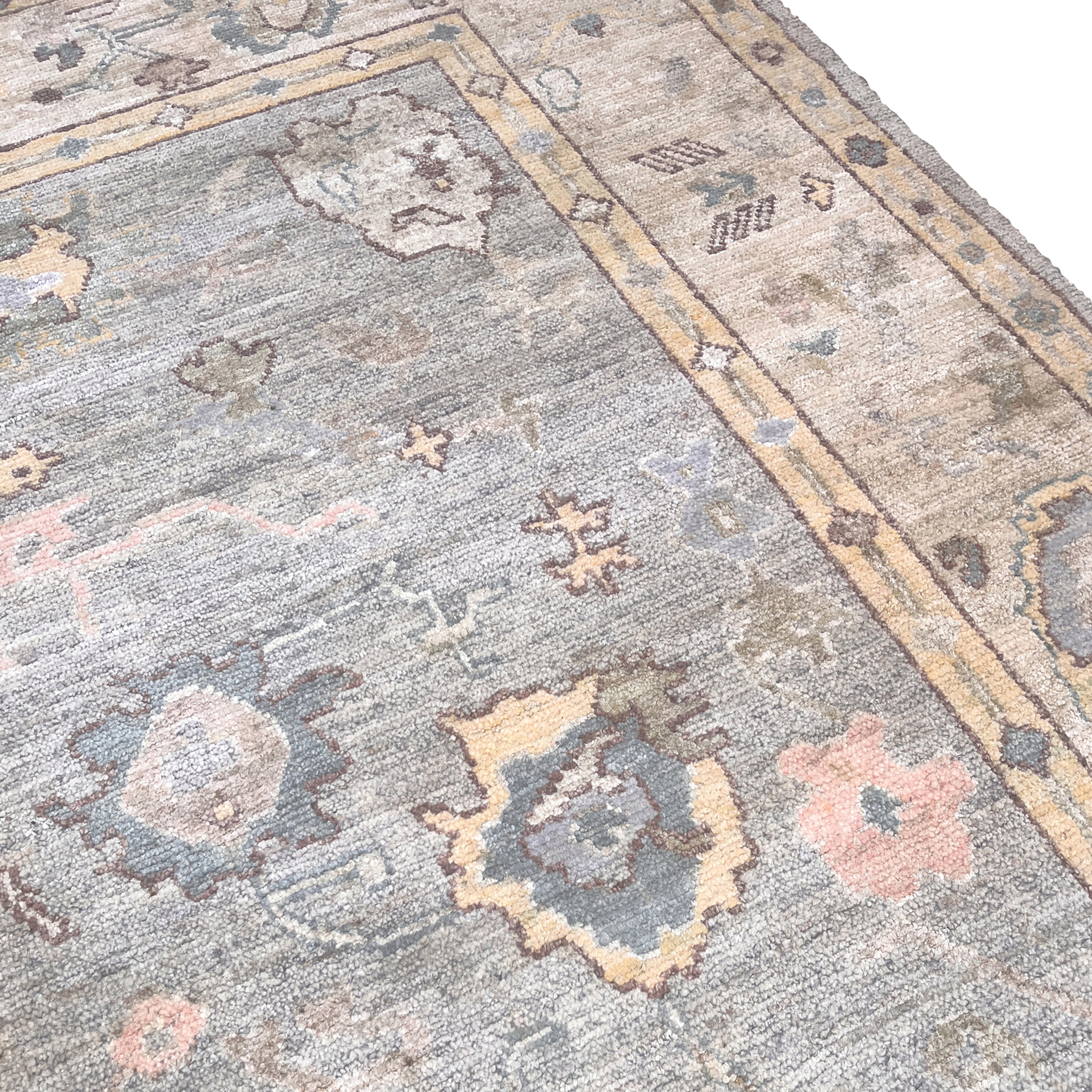 Handmade Blue Traditional Oushak Silk Rug 9'x12' - Authentic Turkish Carpet for Living Room, Bedroom & Home Decor