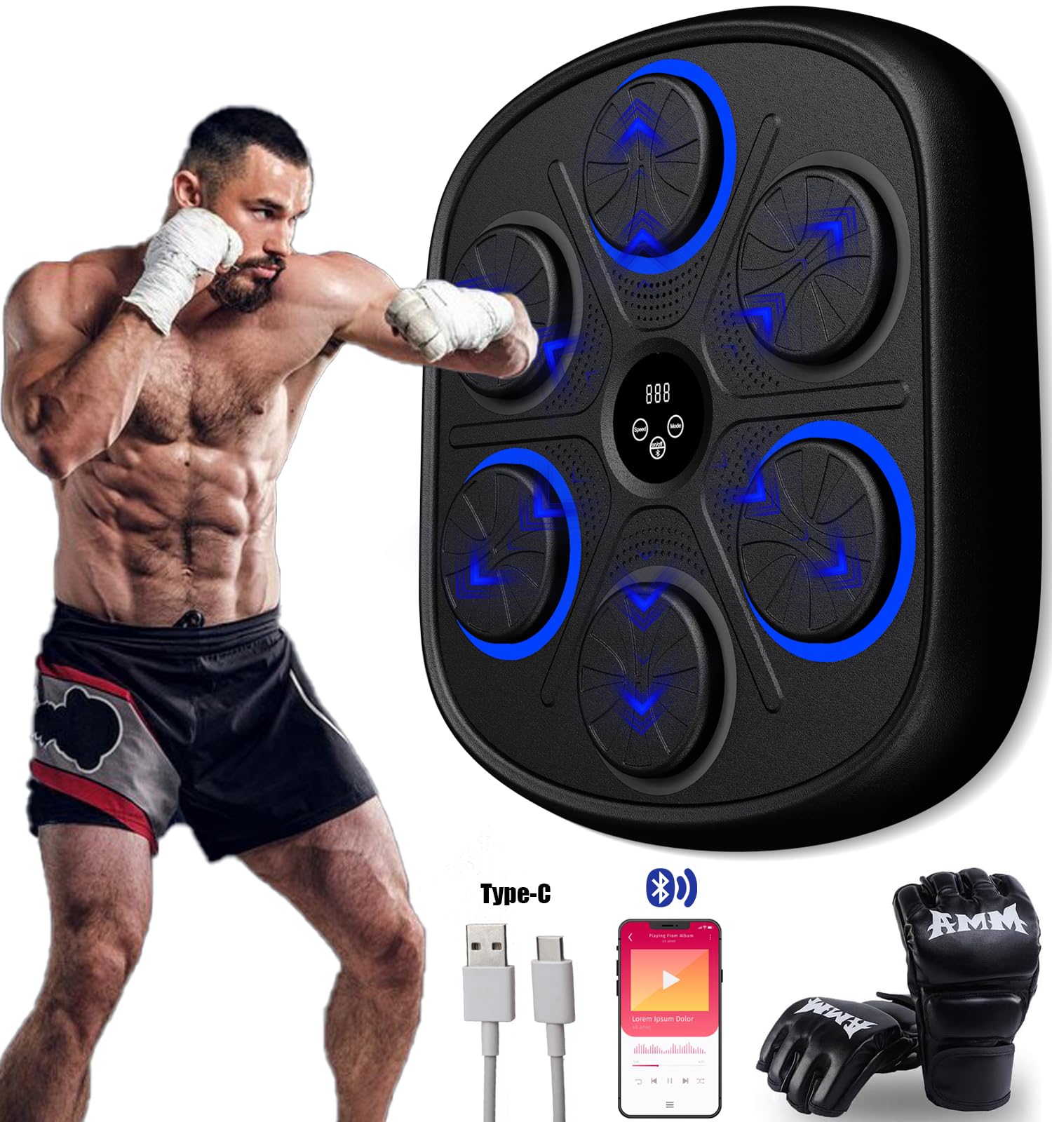 Viellike Smart Music Boxing Machine - Interactive Home Fitness Equipment for Cardio & Strength Training - Perfect for Home Gyms, Workouts & Stress Relief
