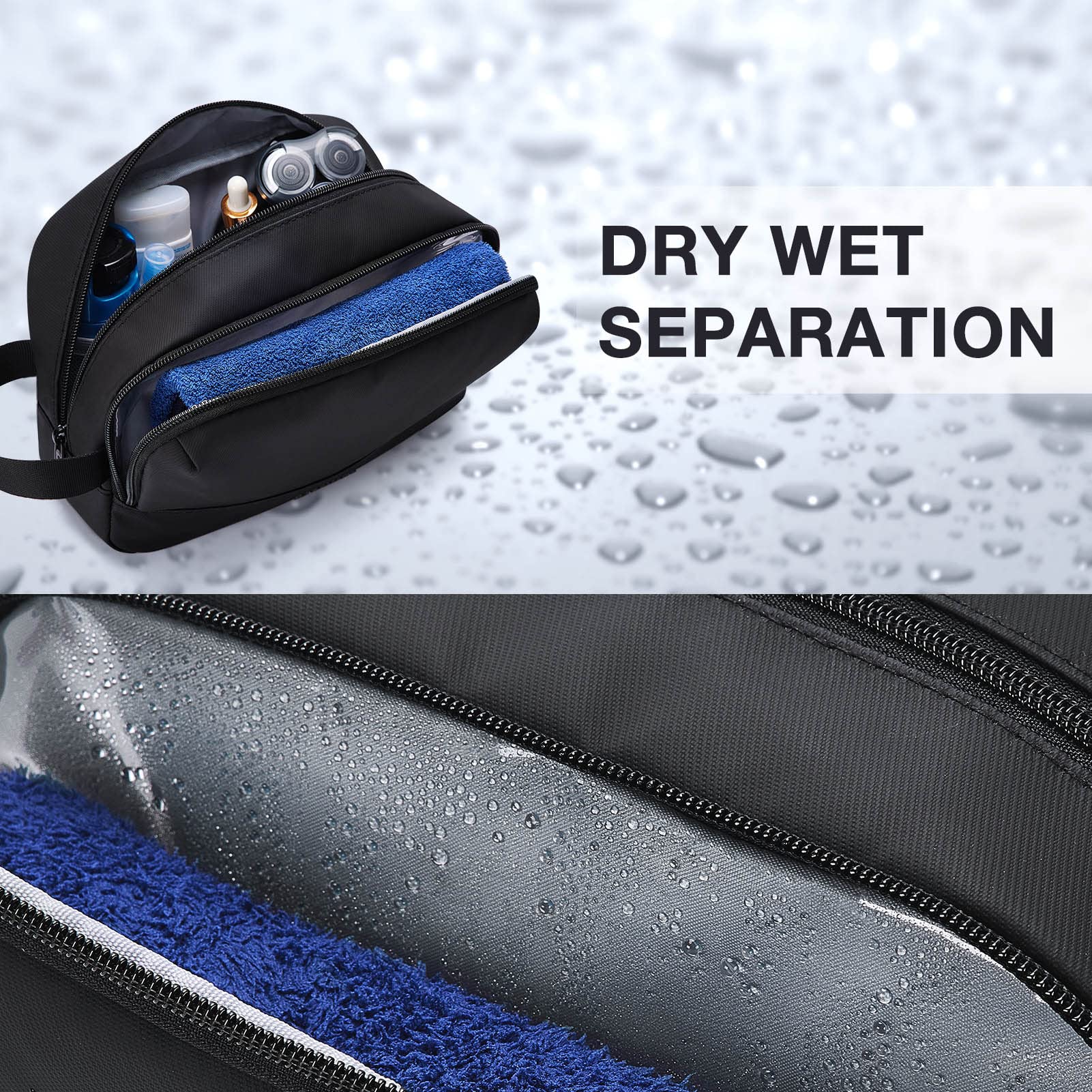 BAGSMART Large Waterproof Hanging Toiletry Bag for Men - Travel Organizer, Dopp Kit, Shaving Bag - Perfect for Bathroom, Shower & Travel Essentials (Black, Large) | Ideal for Business Trips, Gym, Camping & Valentine's Day Gifts