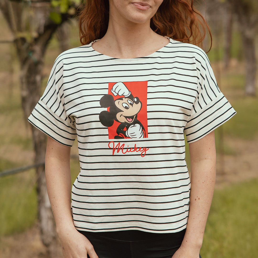 Disney Mickey Mouse Striped Boss T-Shirt for Men - Casual Cotton Tee for Everyday Wear, Office, and Outings