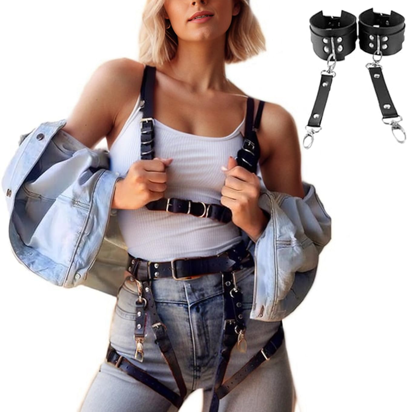 Punk Leather Body Chain Adjustable Waist Belt - Gothic Belly Chains for Women & Girls - Perfect for Rave, Nightclub, Party & Festival Accessories - Edgy Body Jewelry for Concerts & Bachelorette
