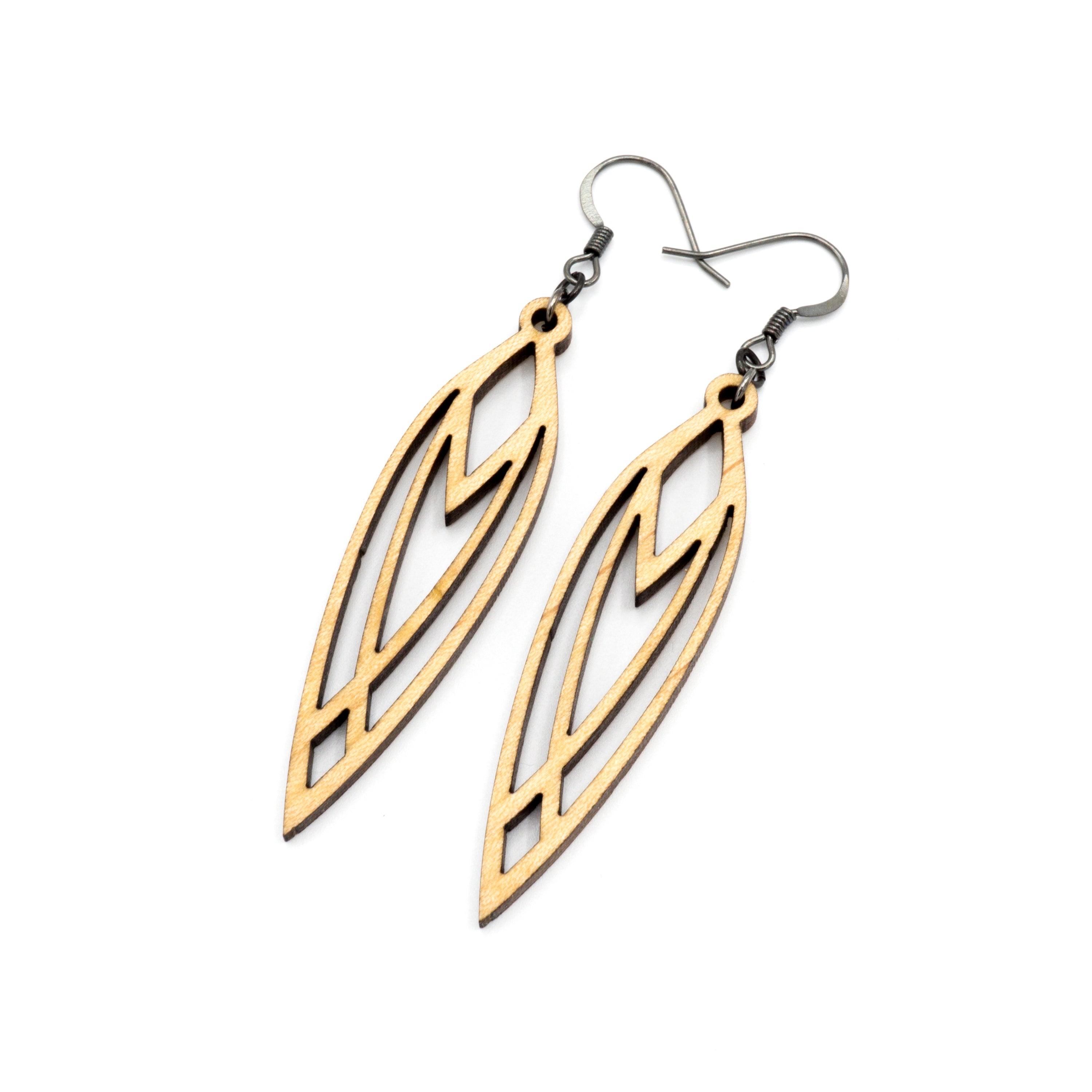 Handmade Maple Wood Earrings - Totem 04 [S] | Lightweight Boho Chic Dangle Earrings for Women | Perfect for Festivals, Parties & Everyday Wear
