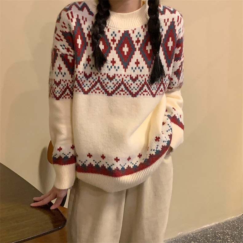 Christmas Sweater - Cozy Autumn Winter Loose Fit Retro Knit Pullover for Women & Men | Perfect for Holiday Parties, Family Gatherings & Casual Winter Wear