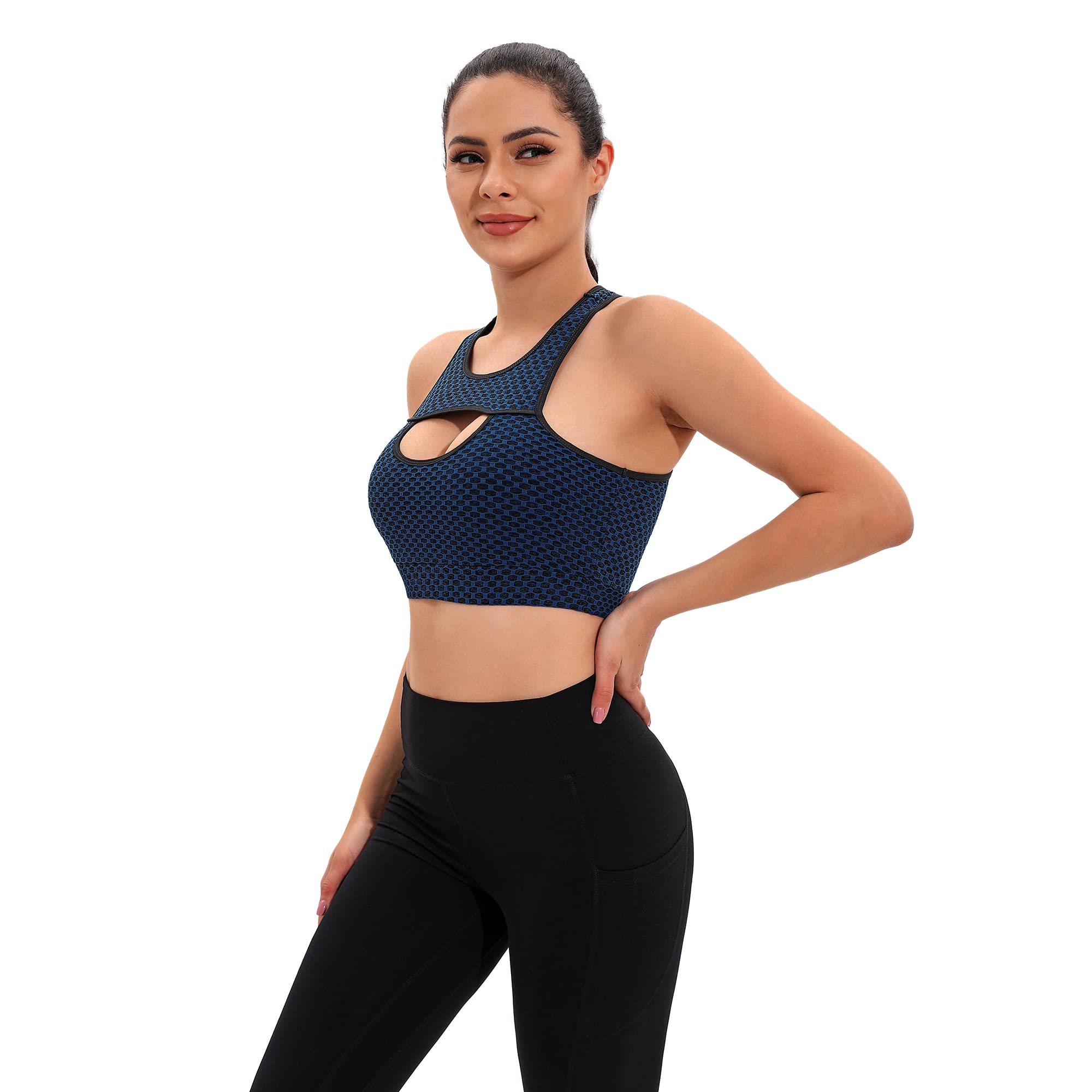 FLORATA Women's High Impact Padded Sports Bra - Racerback Workout Bra for Running, Gym & Activewear - Comfortable Support for High-Intensity Exercise