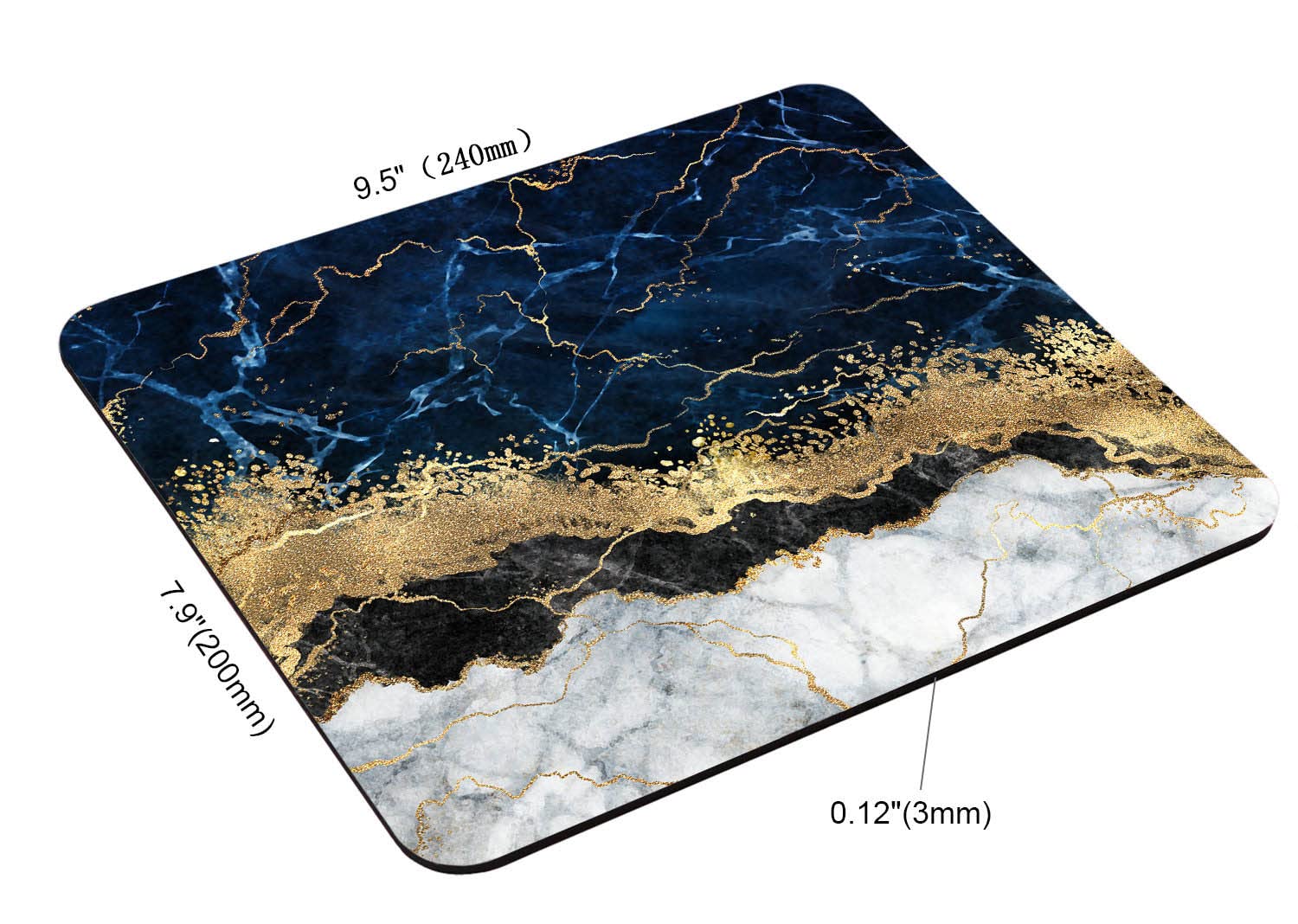 Premium Non-Slip Navy Blue Marble Gaming Mouse Pad - 9.5
