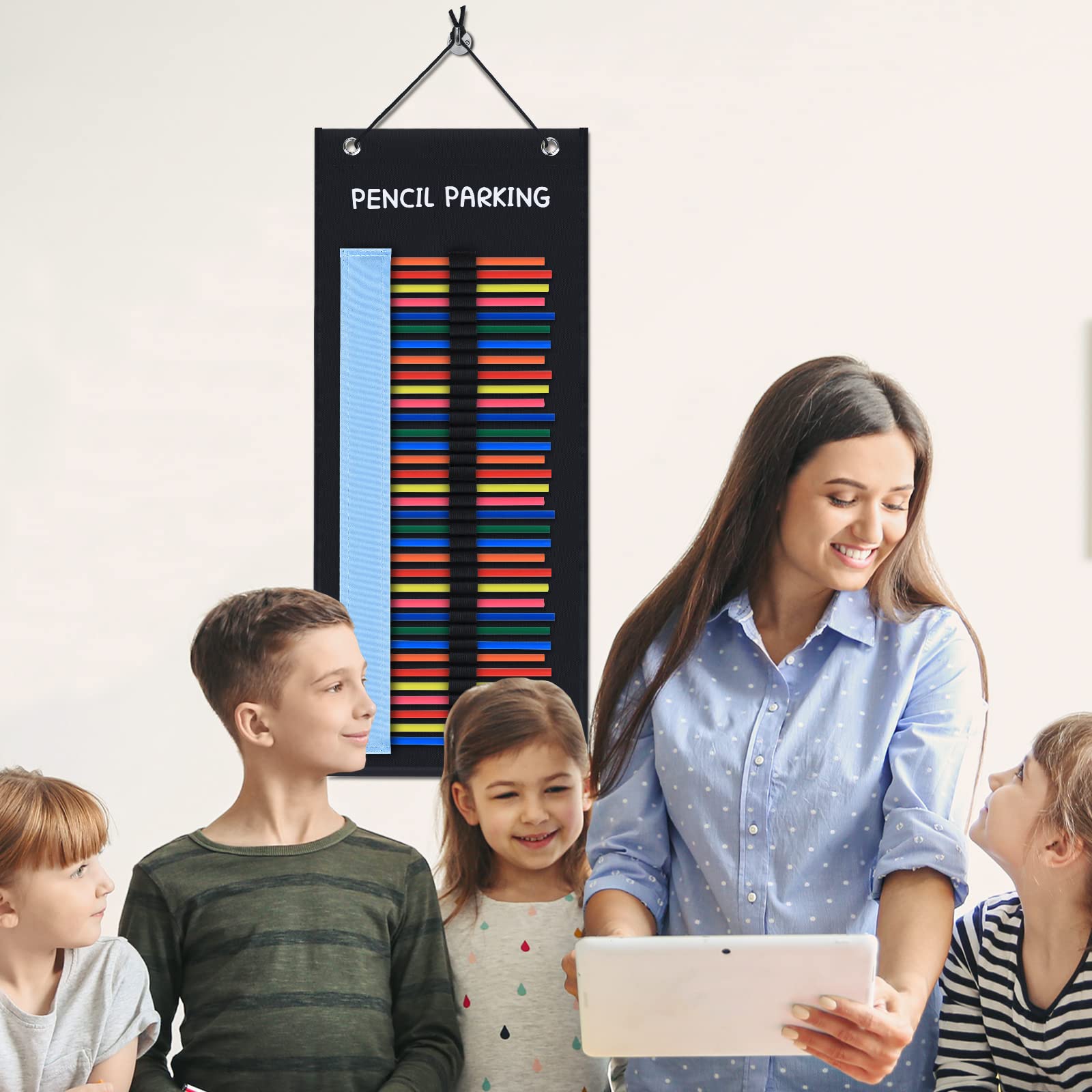 2-Pack Black Hanging Pencil Holder for Classroom - Organize Pens, Colored Pencils & School Supplies - Each Holds 36 Pencils - Perfect for Teachers, Students & Back to School Organization