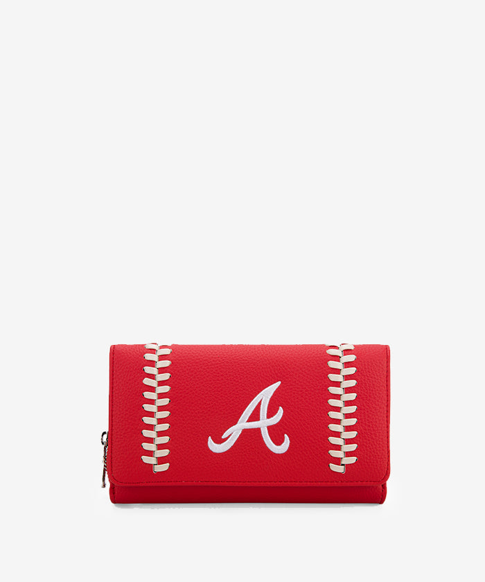 MLB Atlanta Braves Genuine Leather Wallet for Men - Stylish & Durable Bifold Wallet for Baseball Fans - Perfect for Gifts, Game Days & Everyday Use
