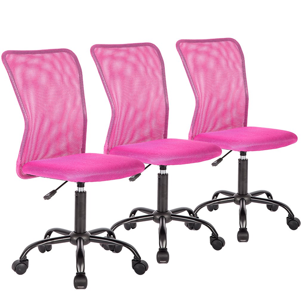 Ergonomic Office Chair with Lumbar Support - Swivel Rolling Mesh Computer Desk Chair for Adults, Mid Back Executive Chair, 3-Pack (Pink) - Perfect for Home Office, Gaming Setup & Workspace Comfort