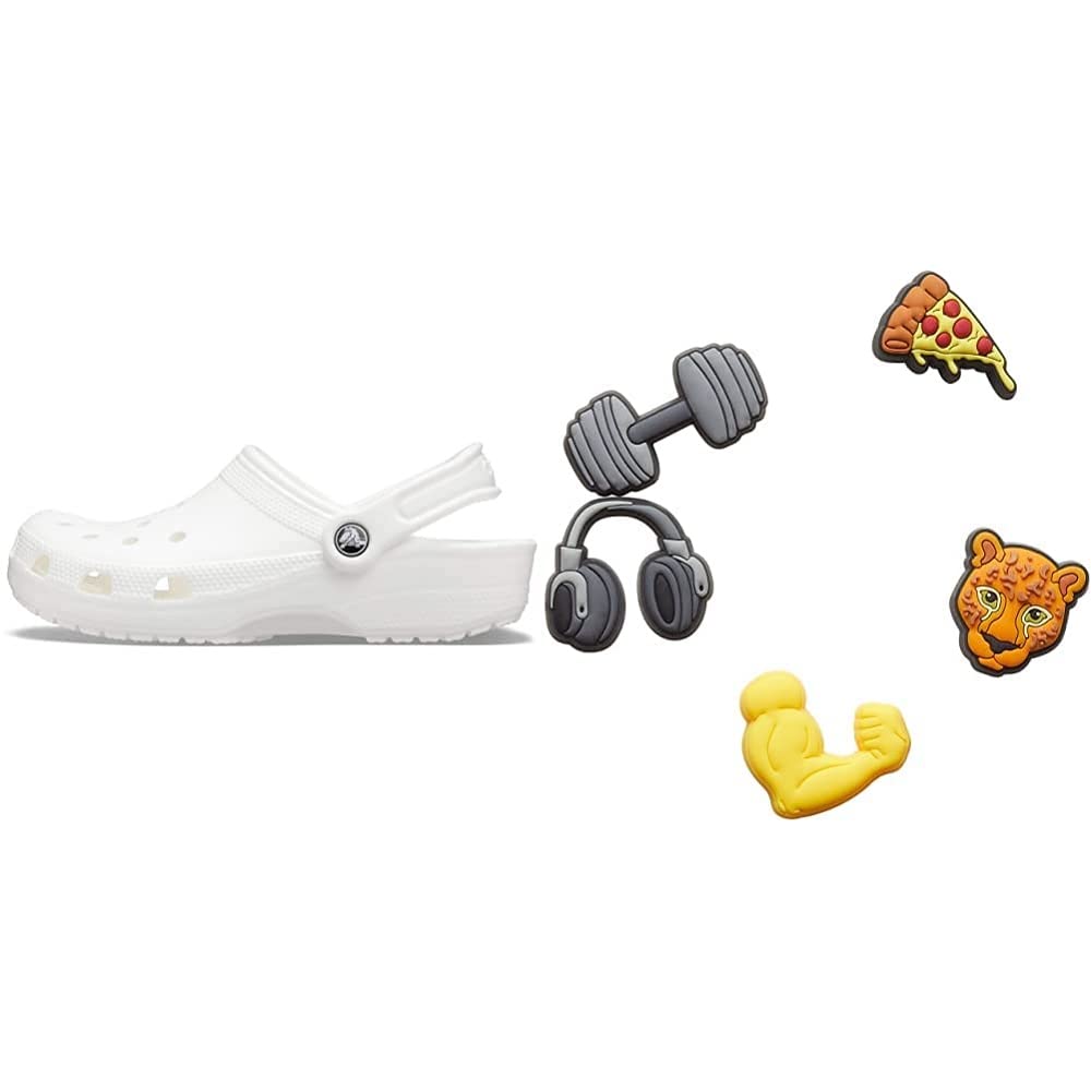 Crocs Classic Clogs for Men & Women with 5-Pack Jibbitz Charms - Comfortable Slip-On Shoes for Casual Wear, Sports & Outdoor Activities