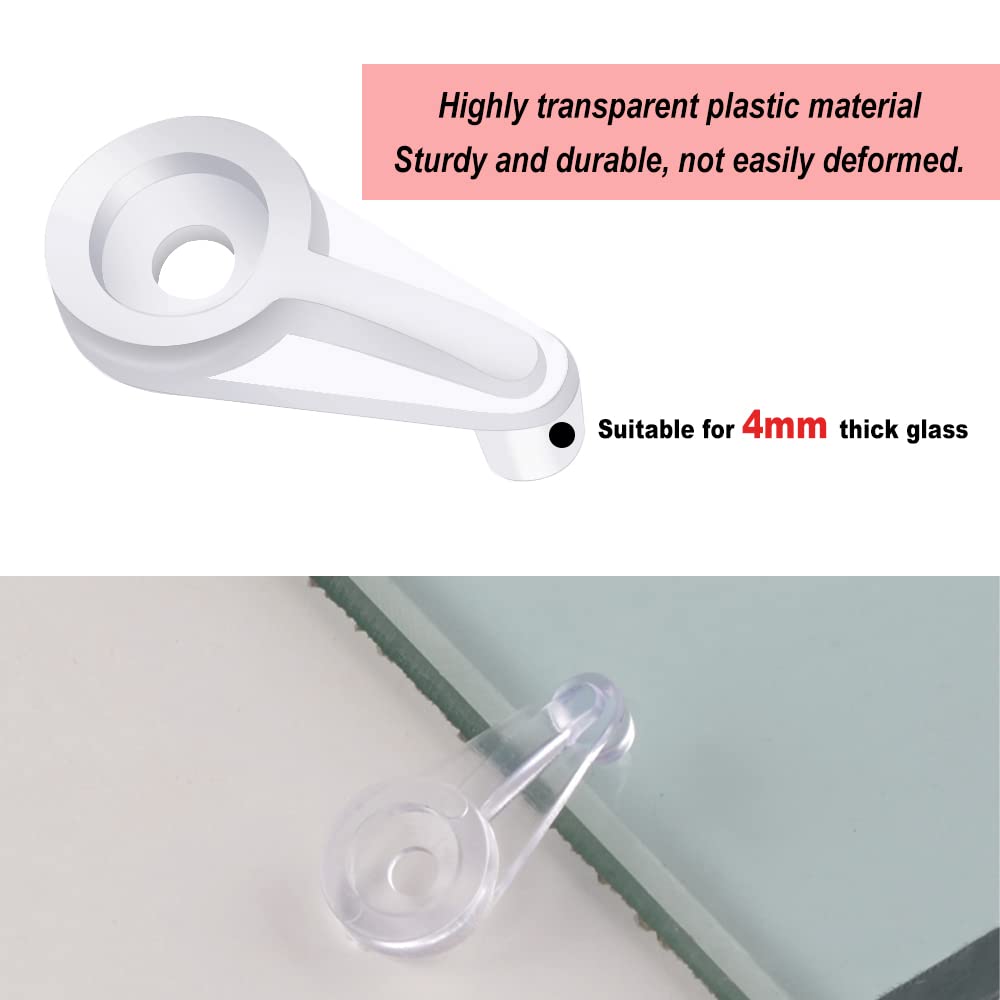 120 Pack 4mm Clear Glass Retainer Clips Kit with Screws - Mirror Cabinet Door Clips with Storage Box for Bathroom, Kitchen, and Furniture Installation