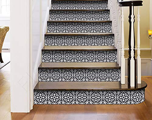 Mi Alma Gray and White Peel and Stick Tile Stickers - 24 PC Set of 8x8 Inch Vinyl Wall Decals for Kitchen Backsplash & Bathroom Decor (Floral Design) | Easy DIY Home Improvement for Renters & Homeowners