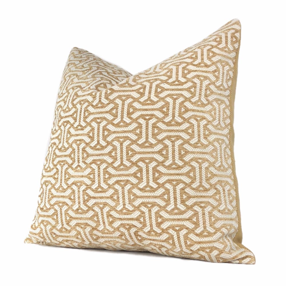 Gramercy Golden Barley & Cream Geometric Pillow Cover - Decorative Throw Pillow Case - Perfect for Living Room, Bedroom & Sofa Decor - Fabric by the Yard Available