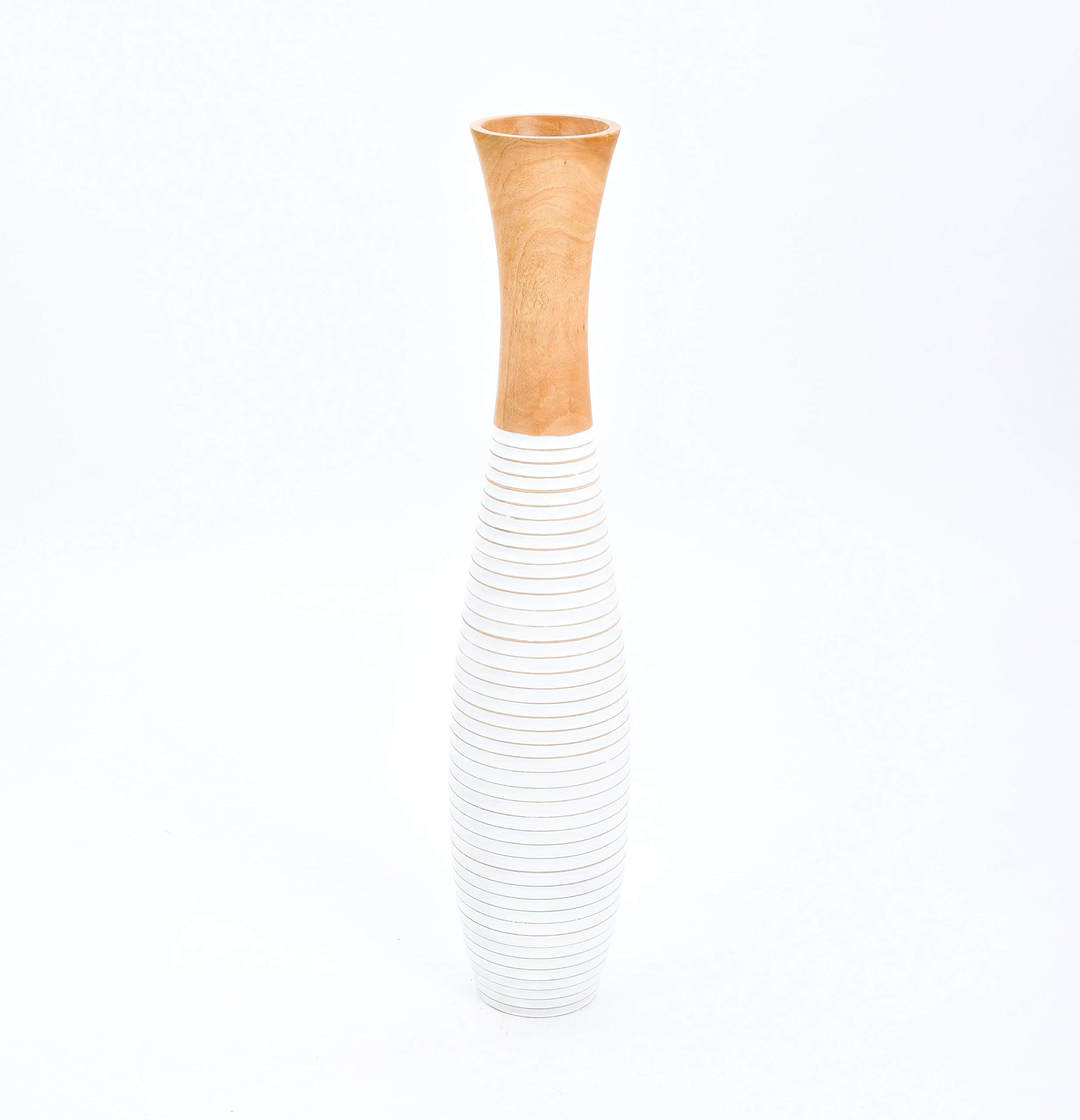 Leewadee 43 Inch Large White Wooden Floor Vase - Farmhouse Home Decor for Flowers, Fake Plants & Pampas Grass | Perfect for Living Room, Entryway & Wedding Decor