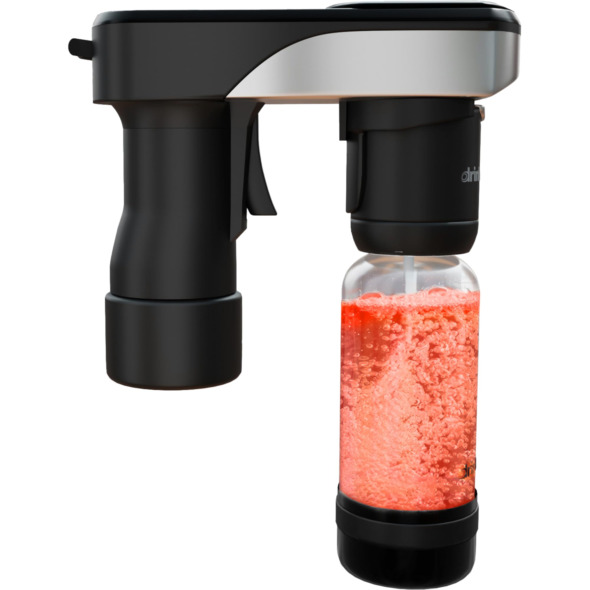DrinkMate Portable Soda Maker Machine - 0.5L Carbonated Water Maker with 2 CO2 Cylinders (3oz Each) | Black | Perfect for Home, Office, Travel & Outdoor Activities