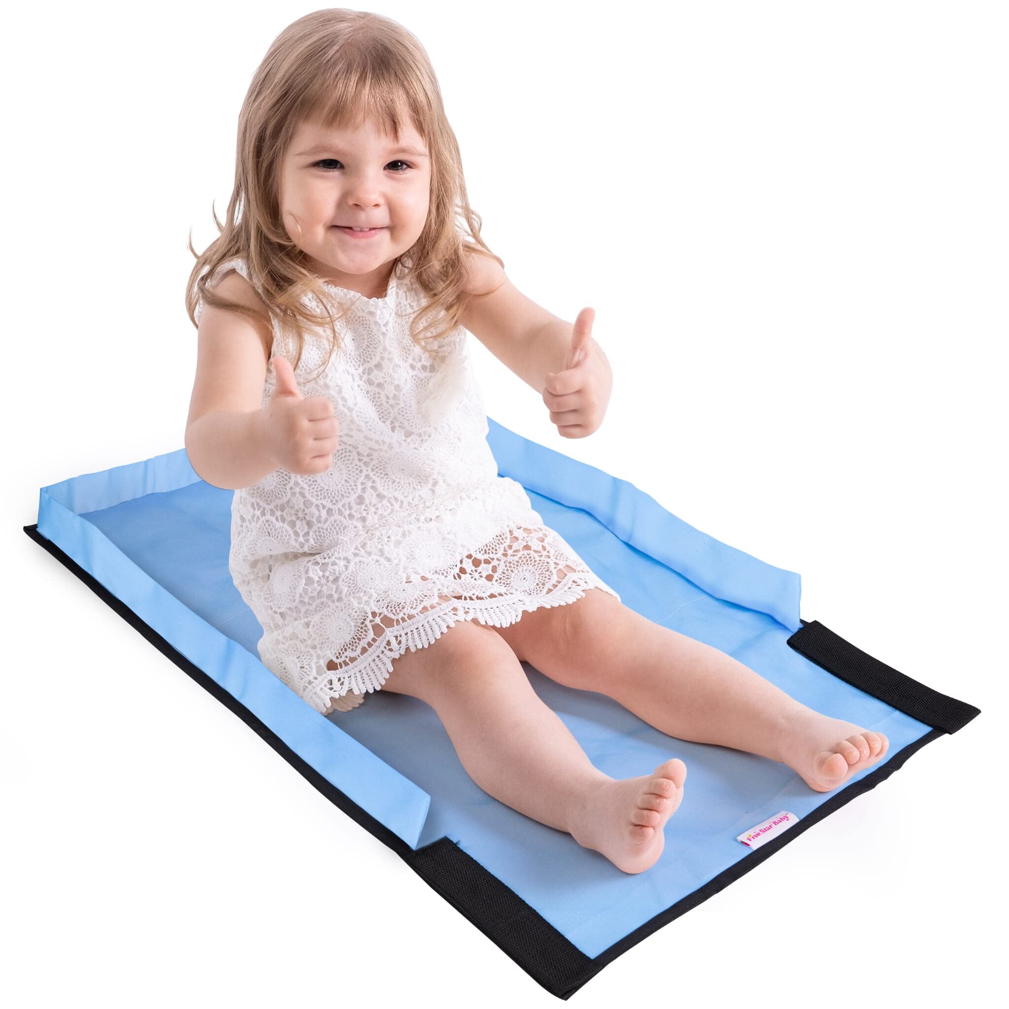 Premium Toddler Airplane Travel Bed - Kids Inflatable Airplane Seat Extender & Comfortable Travel Essential for Long Flights | Blue | Perfect for Family Vacations & Overnight Flights