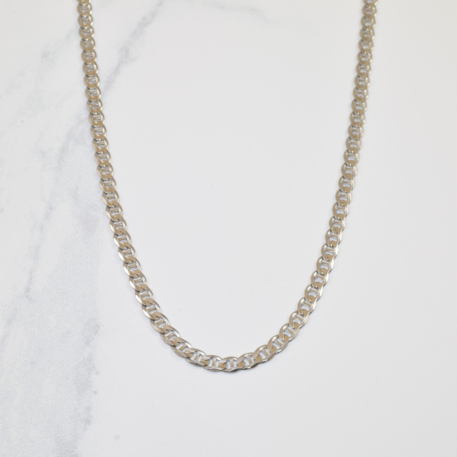 10K White Gold Anchor Chain Necklace for Women - 20 Inch Durable & Elegant Jewelry for Daily Wear, Parties & Gifts