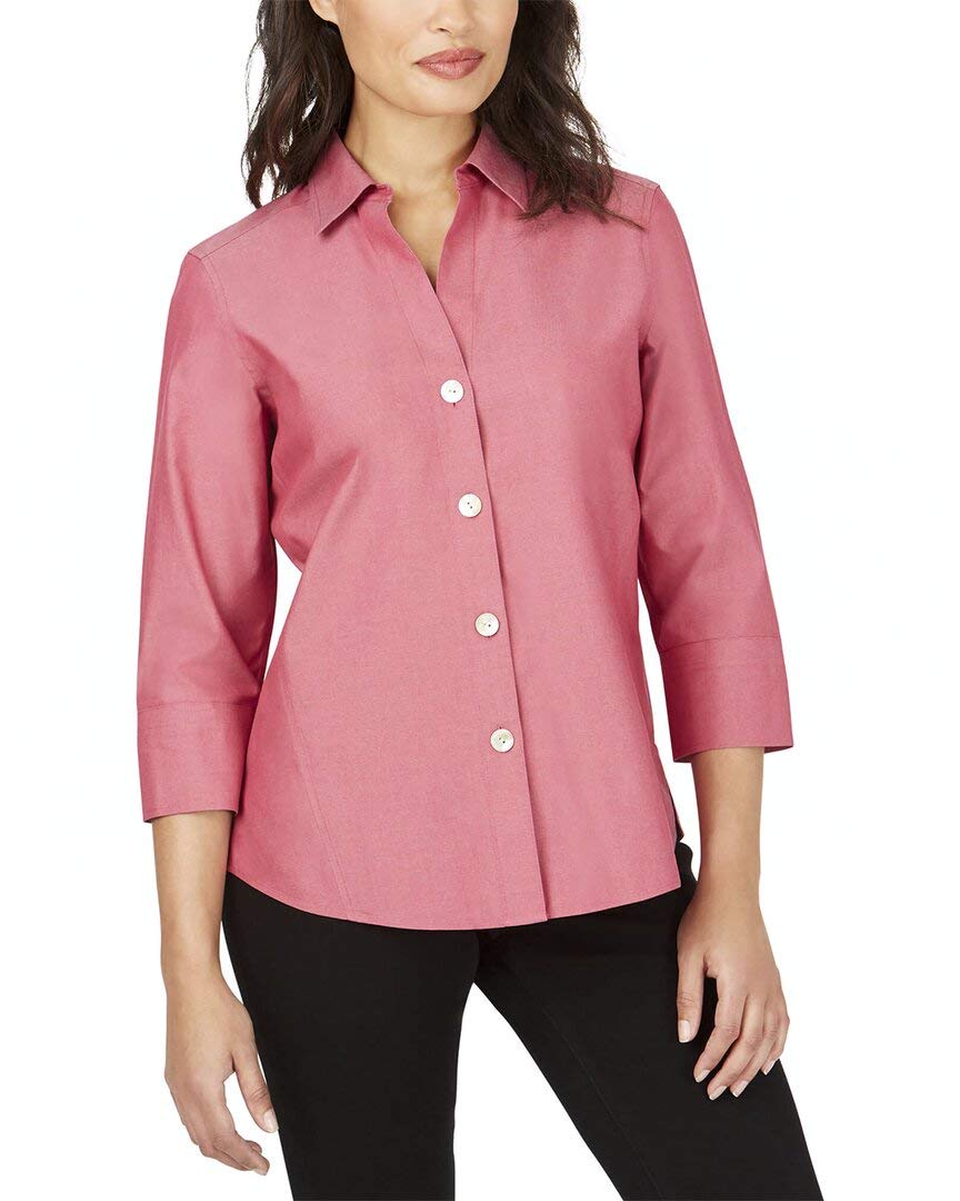 Foxcroft Women's Non-Iron Essential Paityn Shirt - Wrinkle-Free Comfort for Work & Travel - Office Wear & Business Casual Outfits
