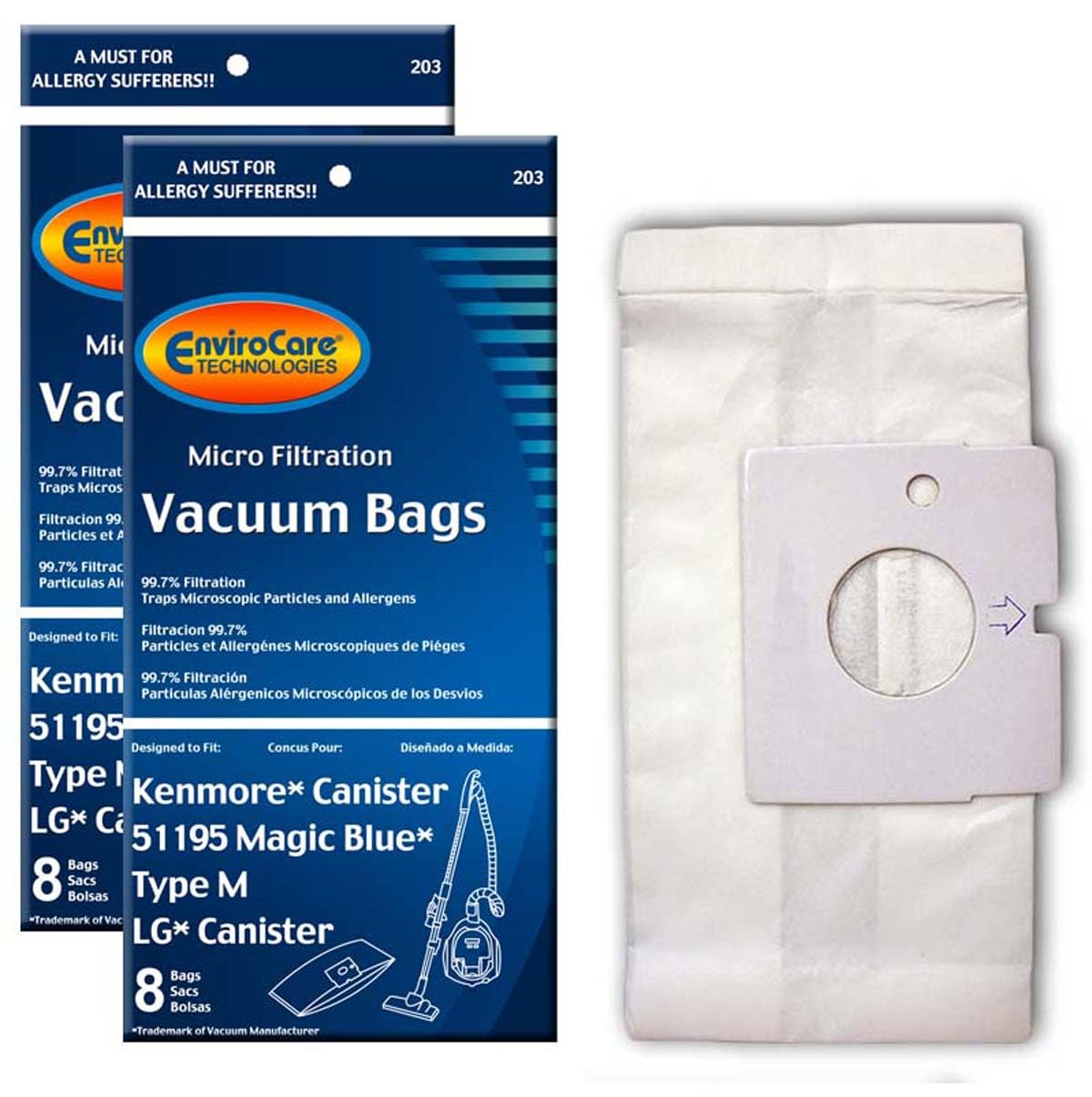 EnviroCare Replacement Vacuum Bags - 16 Pack Micro Filtration Dust Bags Compatible with Kenmore Type M 51195 Magic Blue Canister Vacuums | Ideal for Home Cleaning, Pet Hair Removal & Allergen Reduction