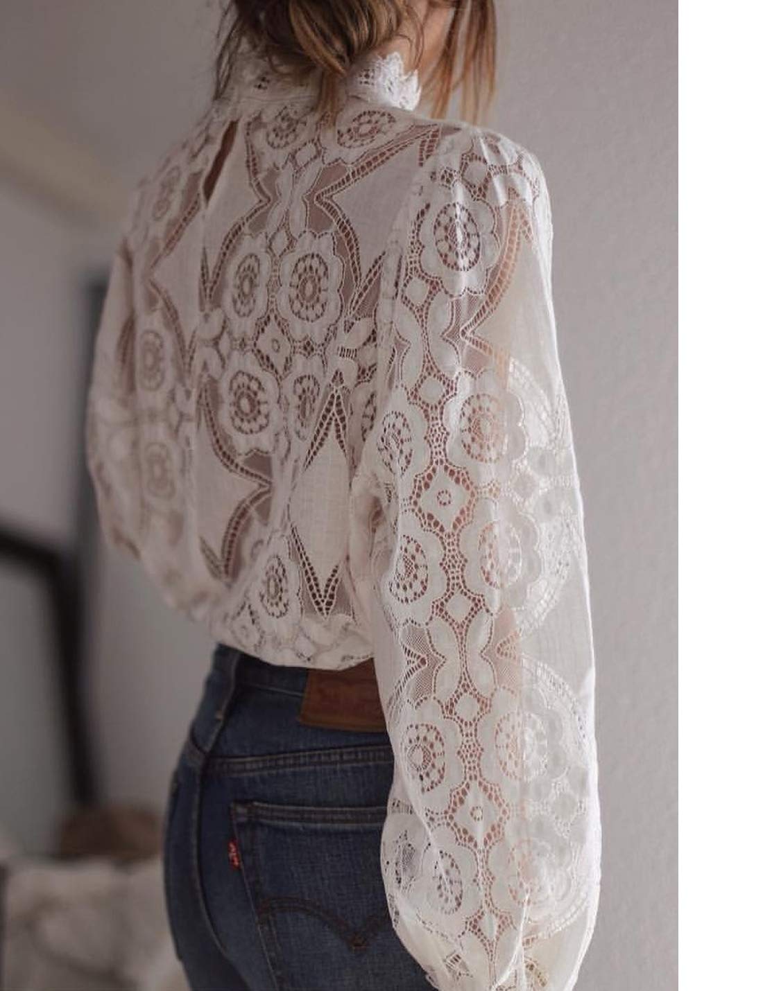 Women's Sheer Long Sleeve Lace Blouse - Summer Casual T-Shirt Top for Women | Perfect for Office Wear, Date Night & Beach Cover-Up