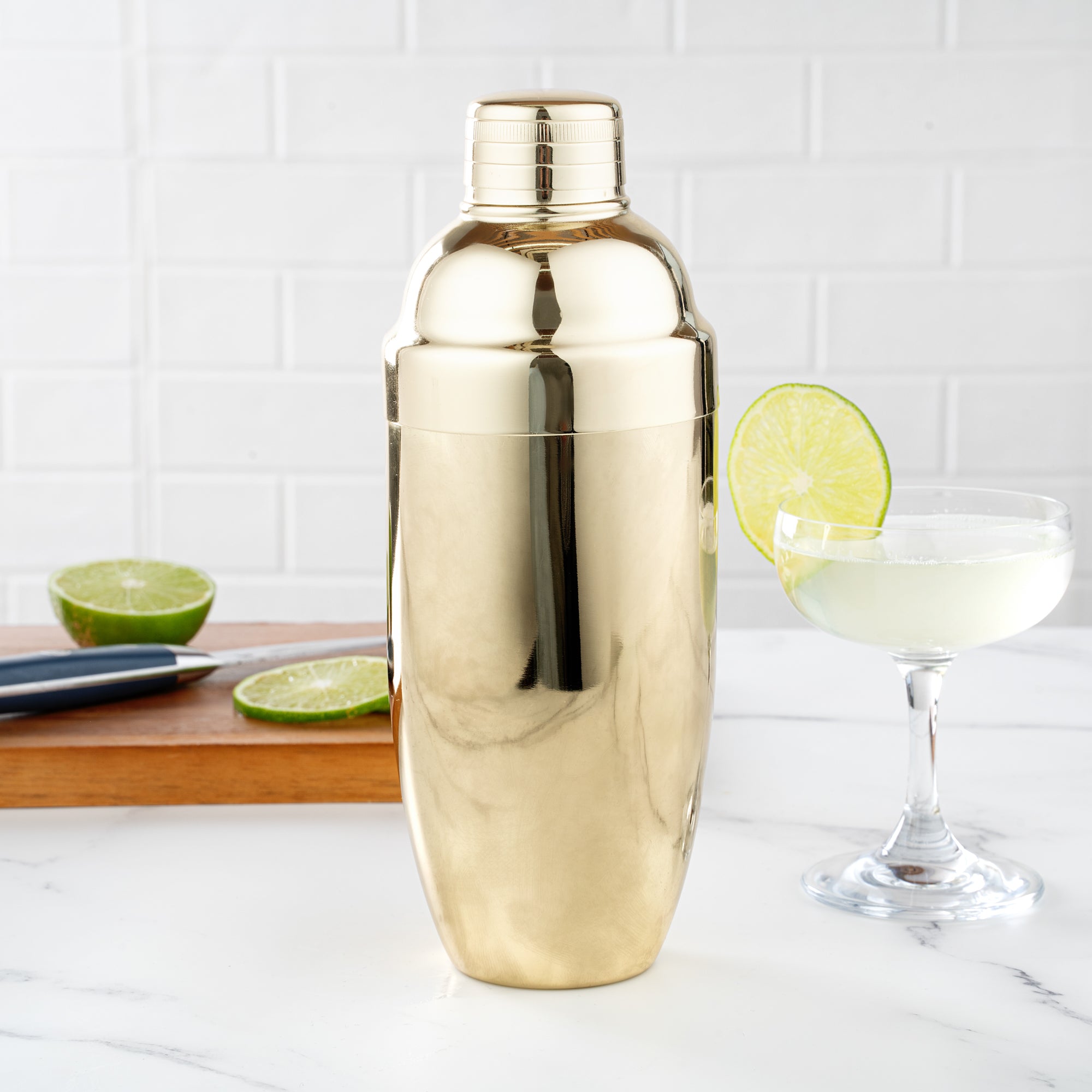 24 oz Gold Plated Stainless Steel Cobbler Cocktail Shaker - Bar Lux Professional Mixing Tool for Mojito, Martini & Margarita - Perfect for Home Bars & Cocktail Parties (1 Count)